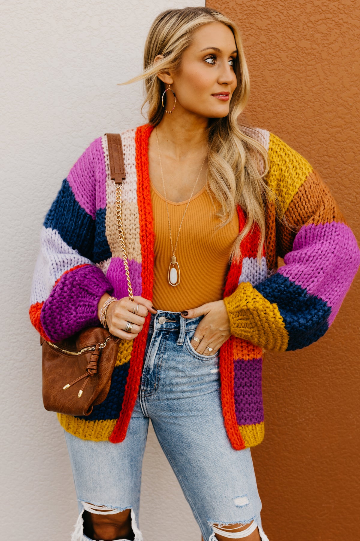 Rainbow color best sale block cardigan