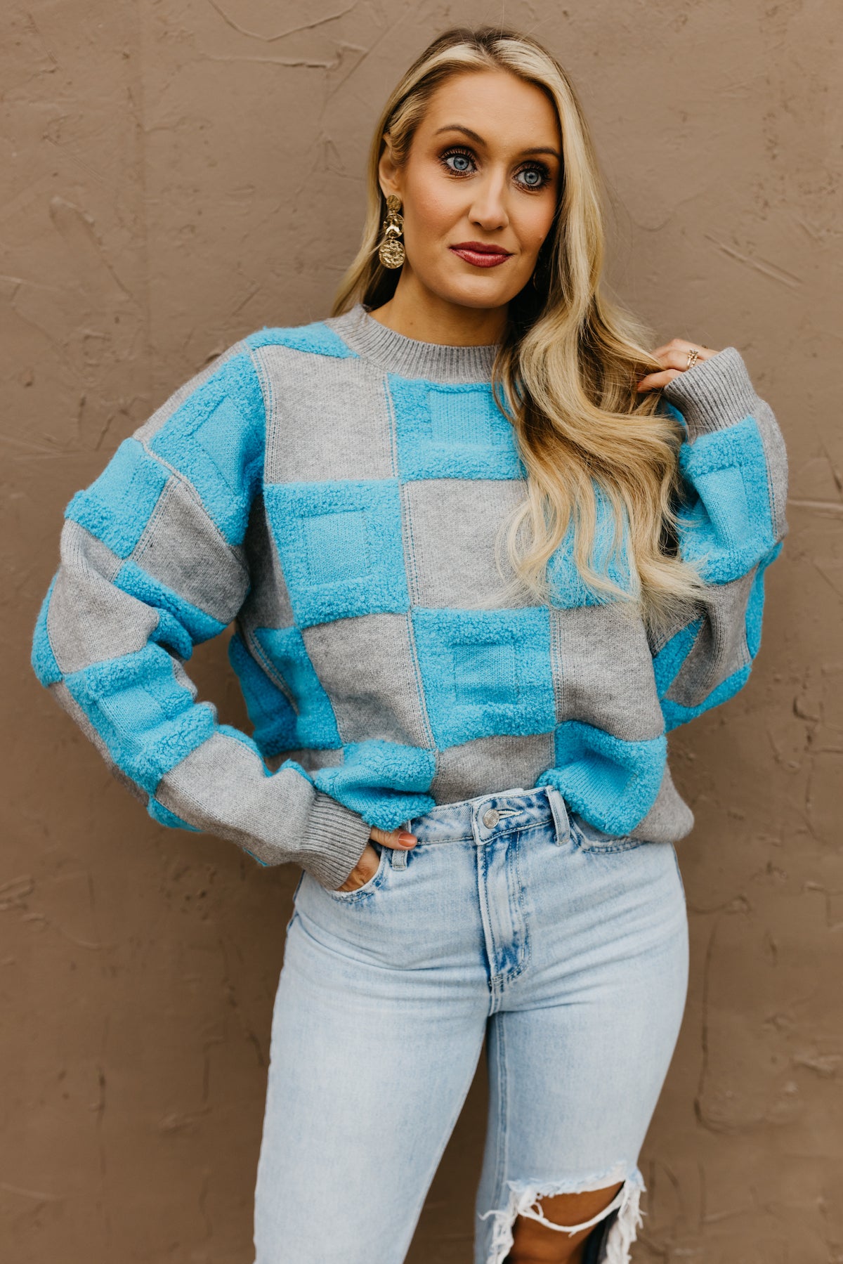 The Ming Textured Checkered Sweater