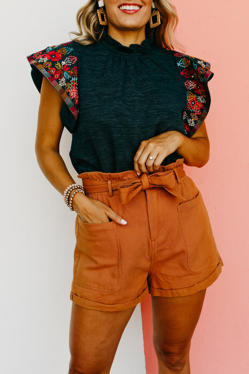 LUSH Brown Shorts - Paperbag Waist Shorts - High-Waisted Shorts