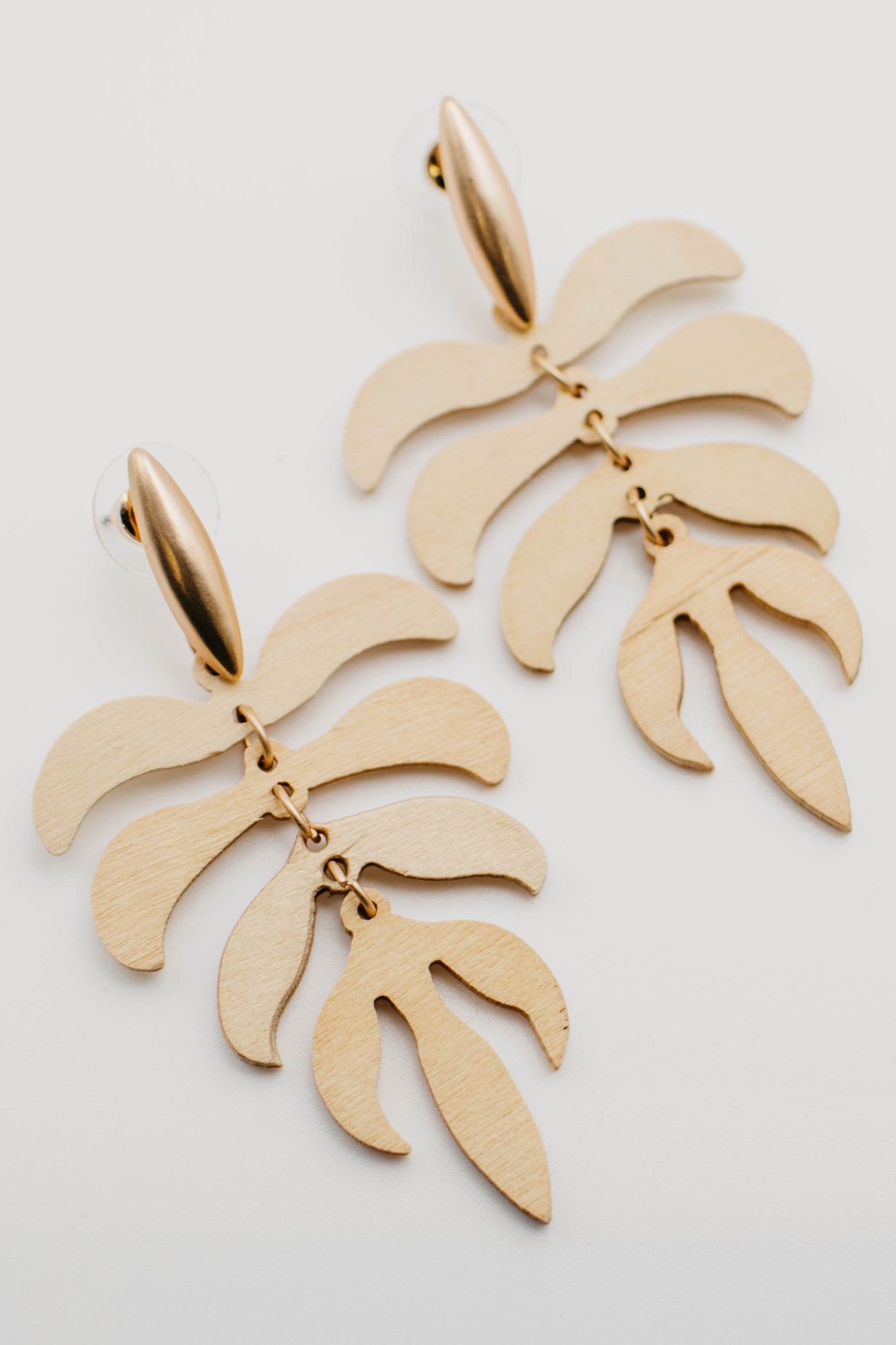 The Constance Wood Leaf Earring