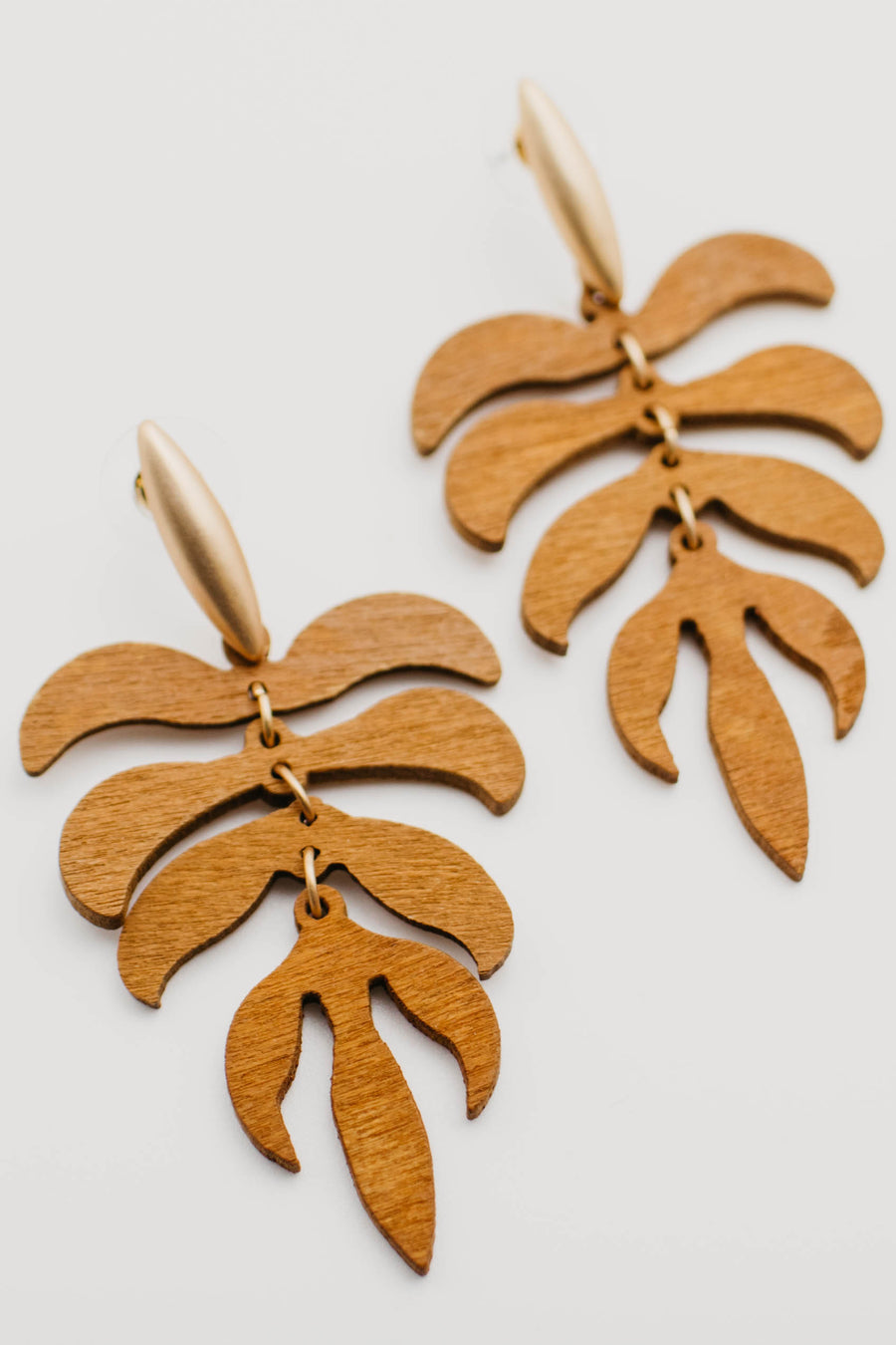 The Constance Wood Leaf Earring