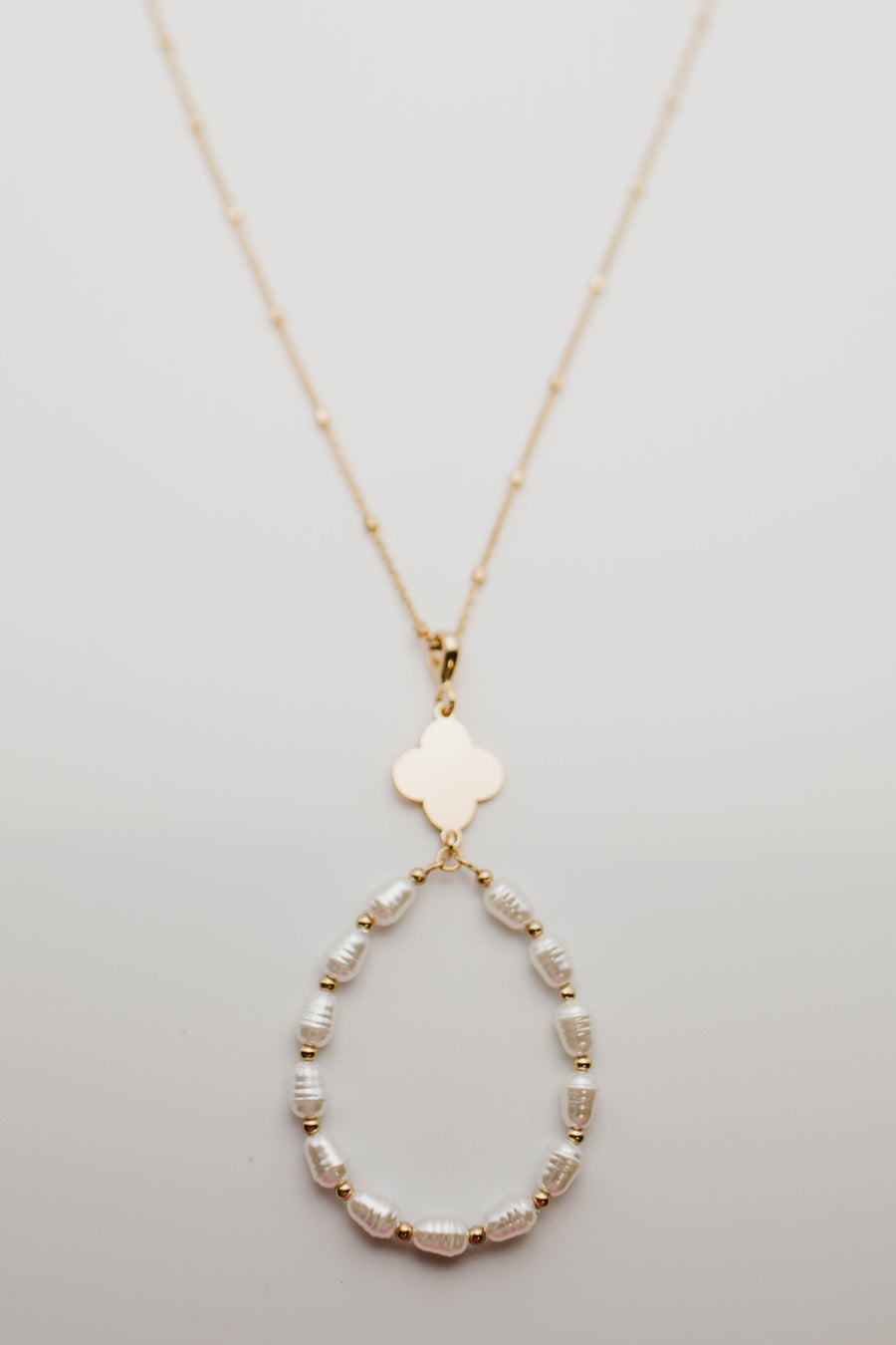 The Riah Clover Teardrop Longline Necklace