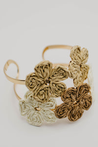 The Leanore Floral Raffia Cuff Bracelet