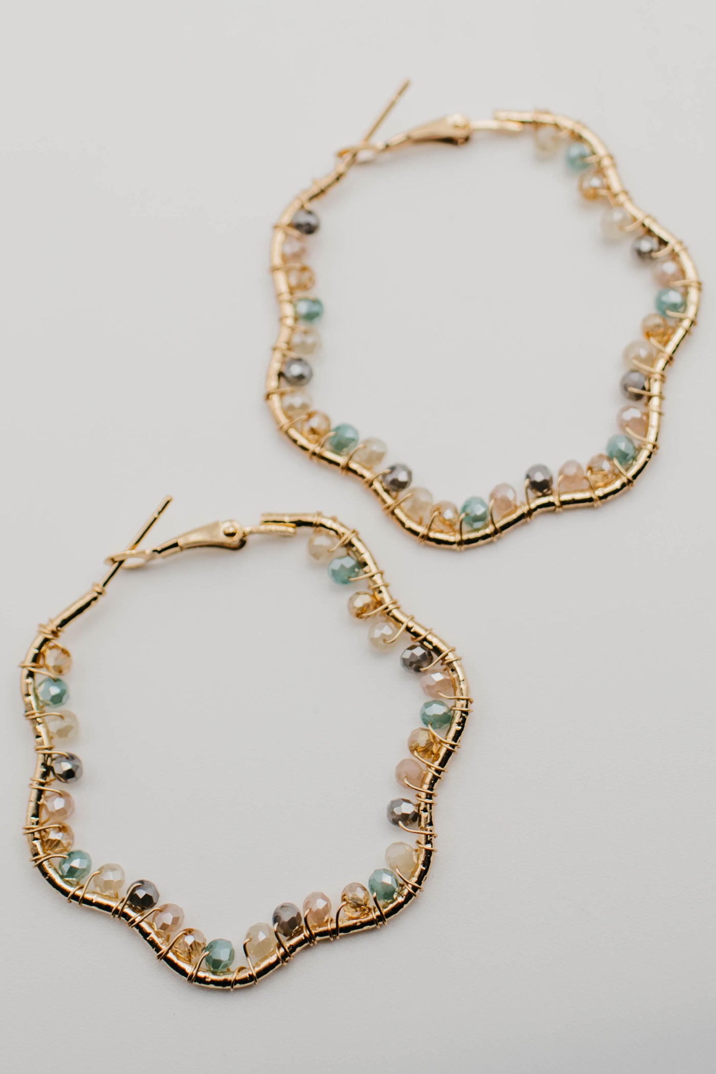 The Walker Wavy Beaded Hoop Earring