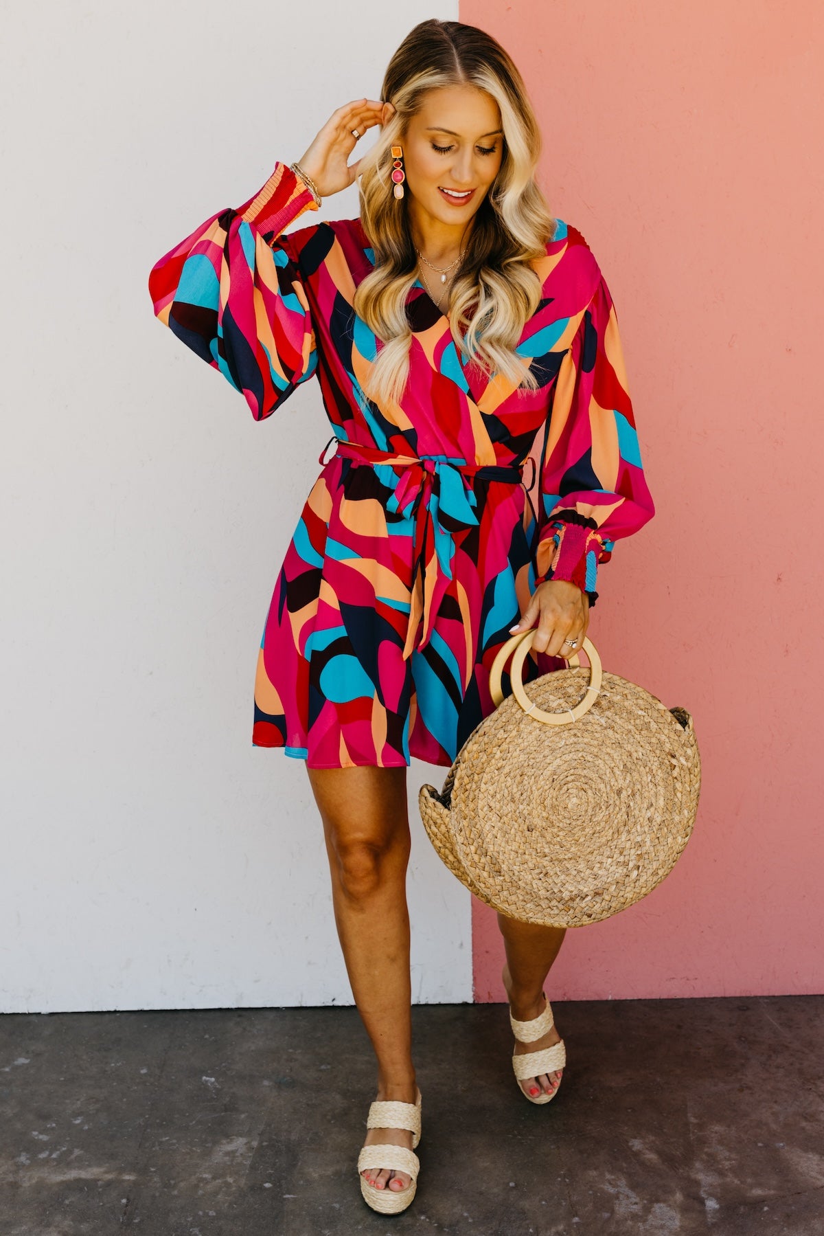 The Bria Puff Sleeve Surplice Mini Dress