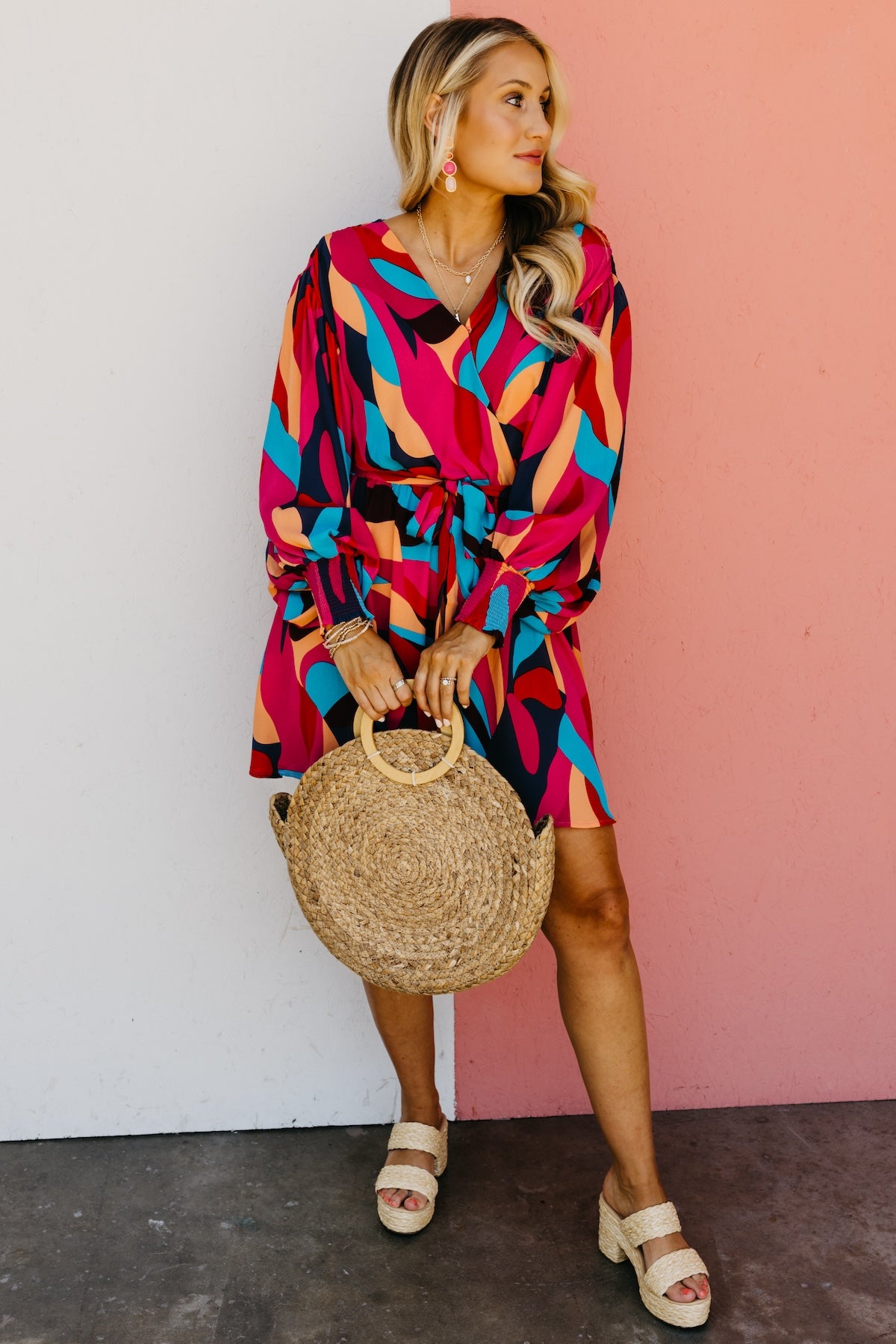 The Bria Puff Sleeve Surplice Mini Dress