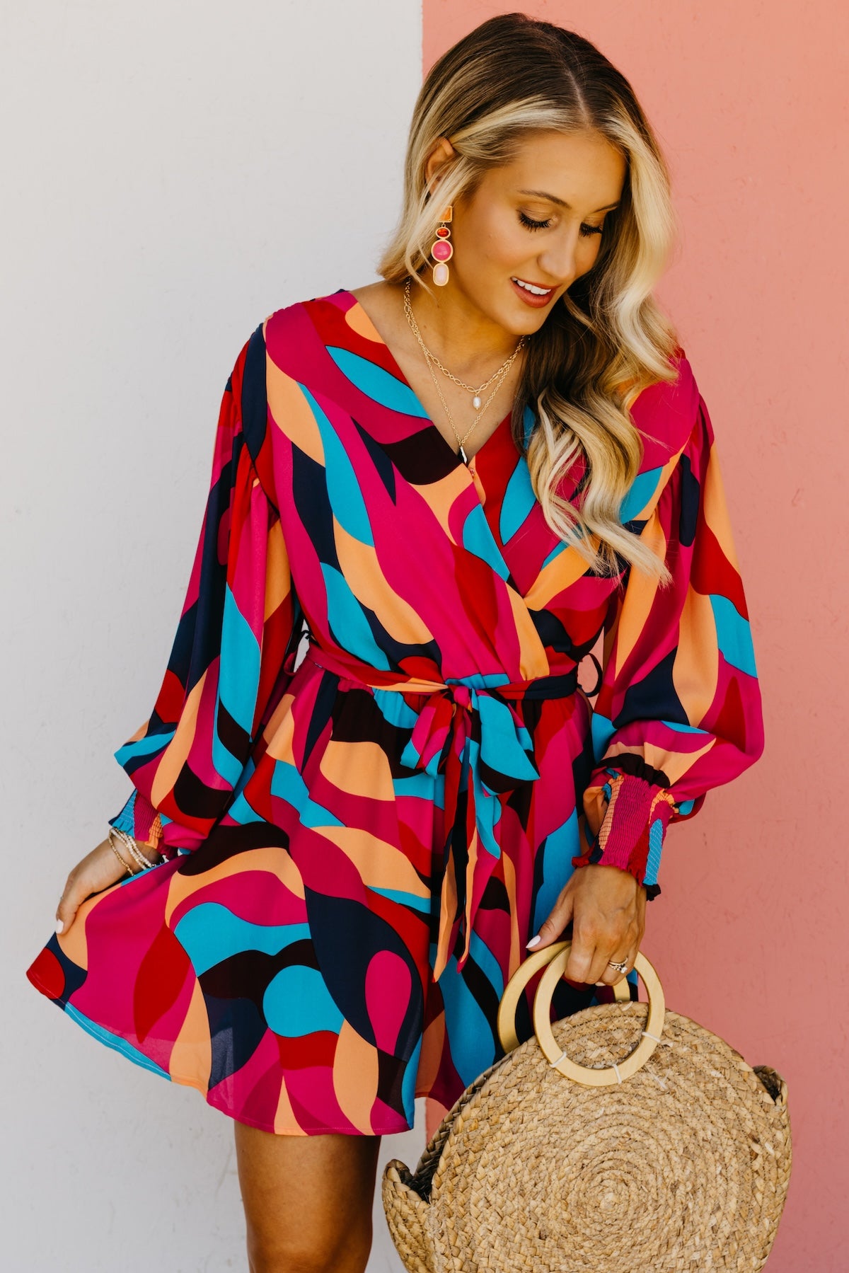 The Bria Puff Sleeve Surplice Mini Dress