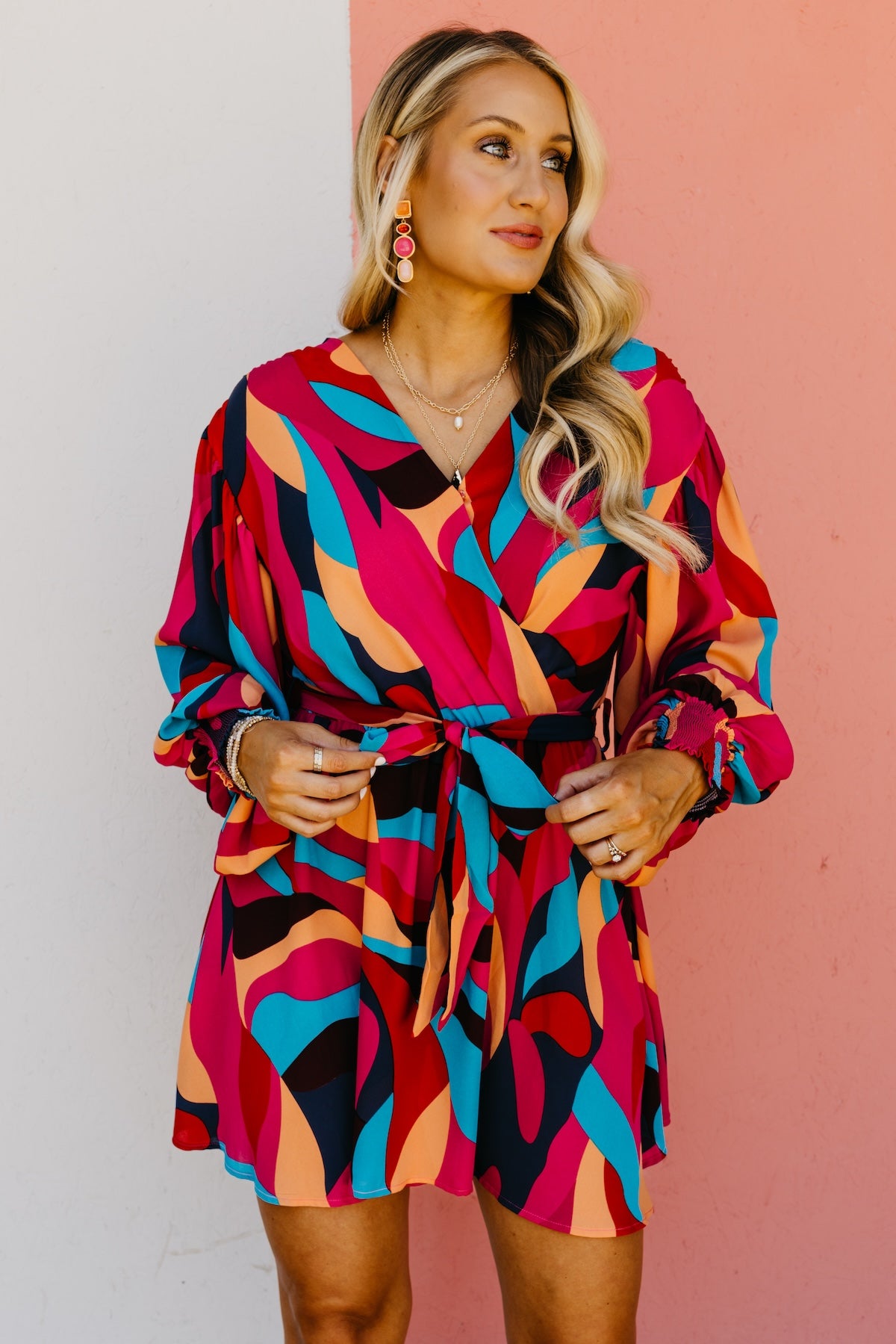 The Bria Puff Sleeve Surplice Mini Dress