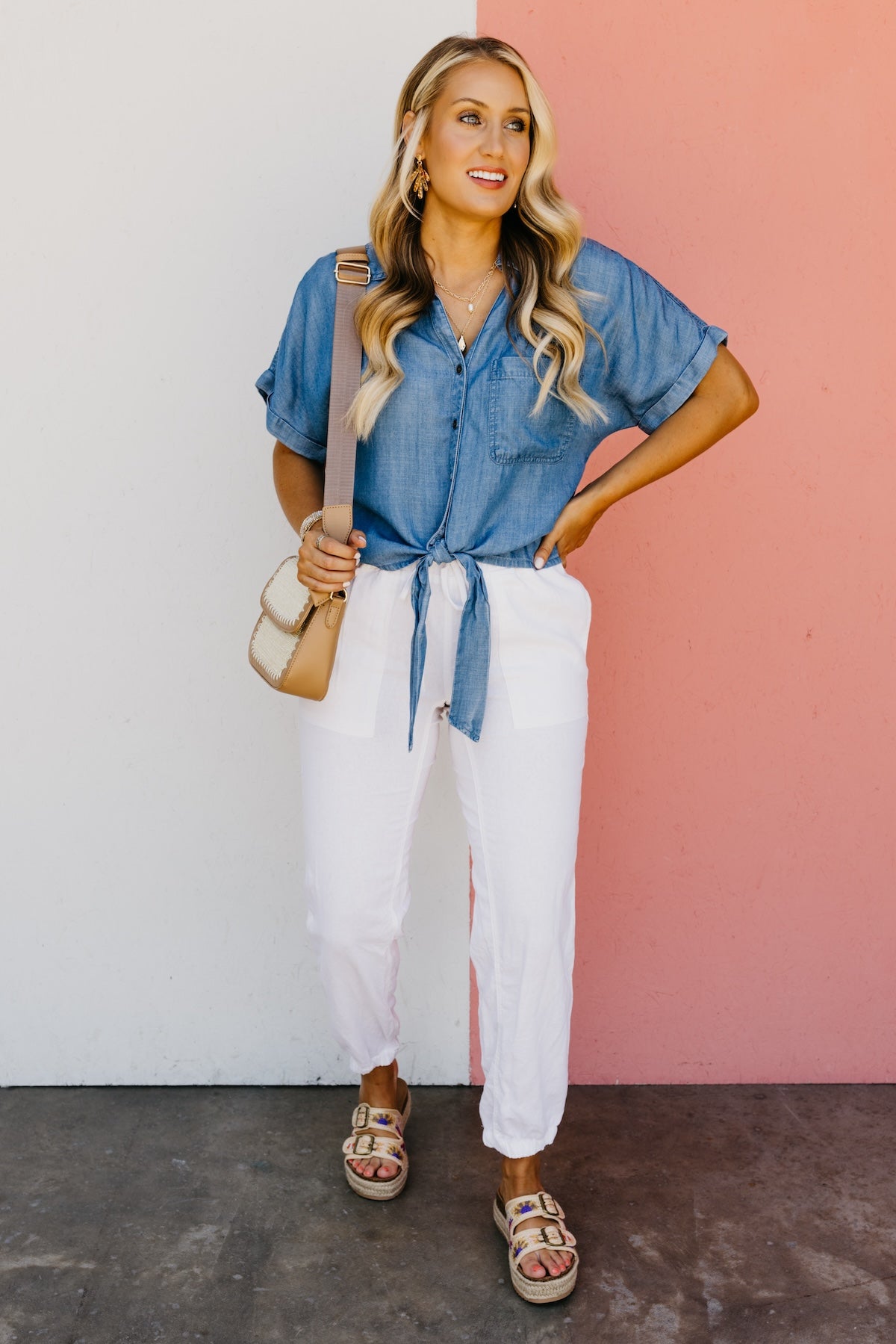 The Daniella Tie Front Chambray Shirt