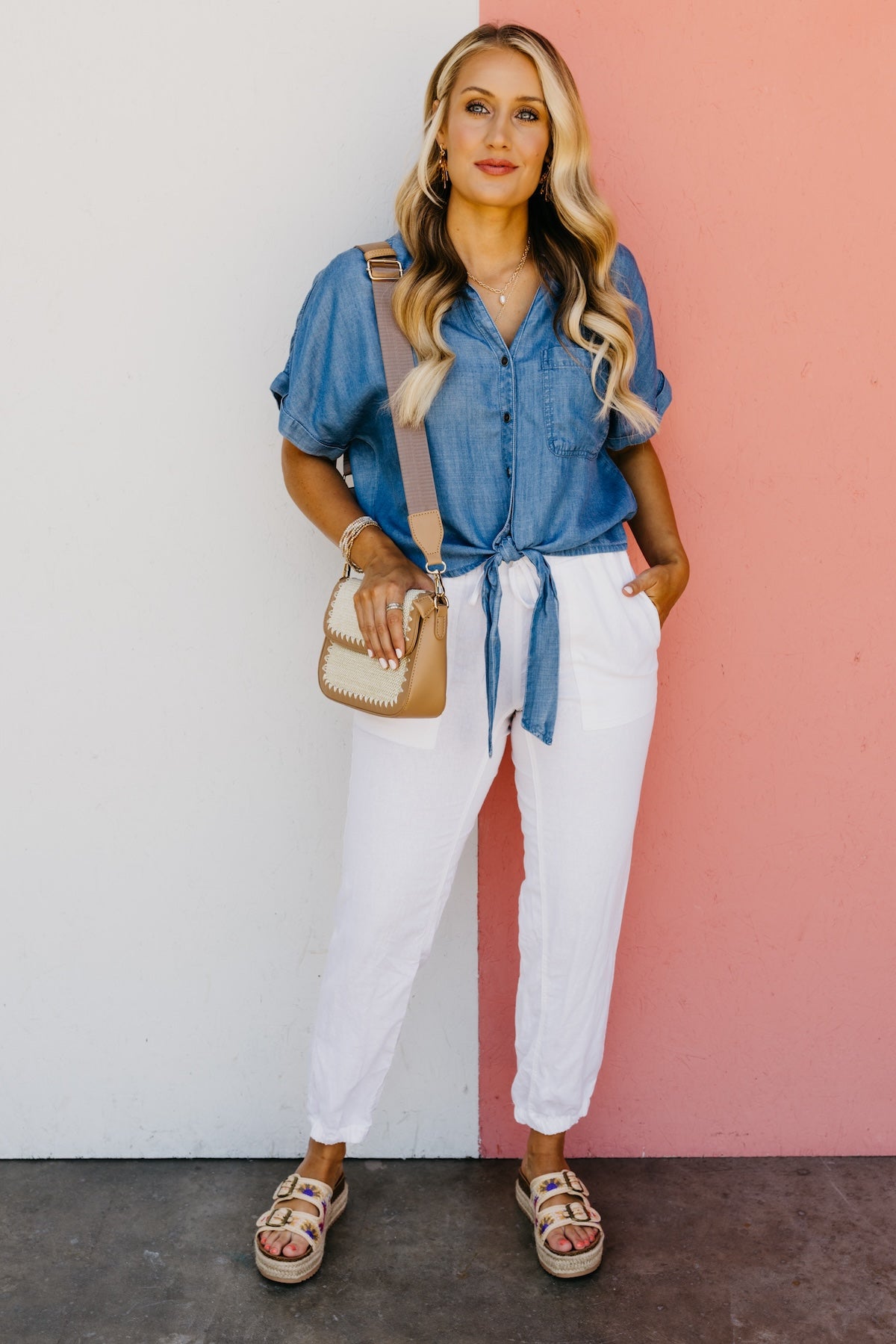 The Daniella Tie Front Chambray Shirt