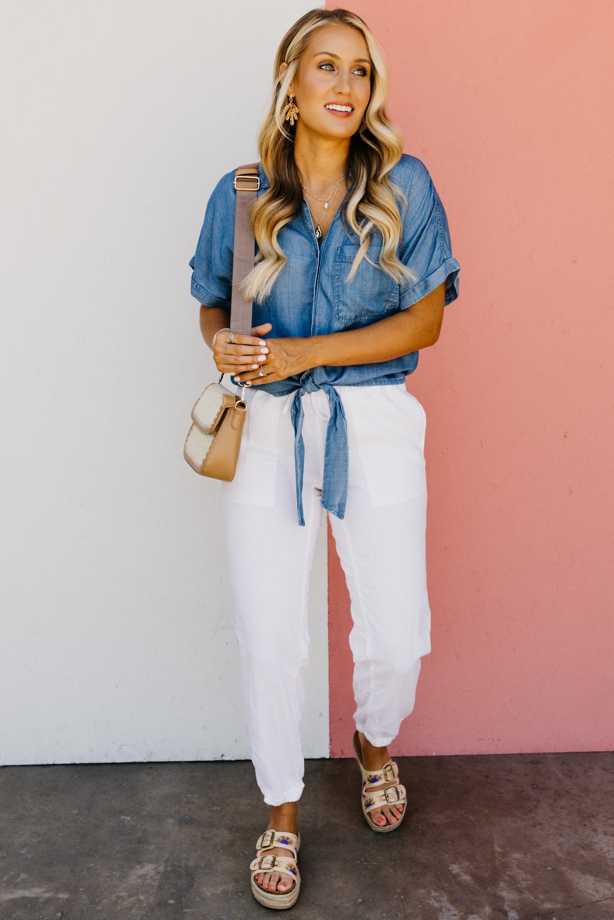 The Daniella Tie Front Chambray Shirt