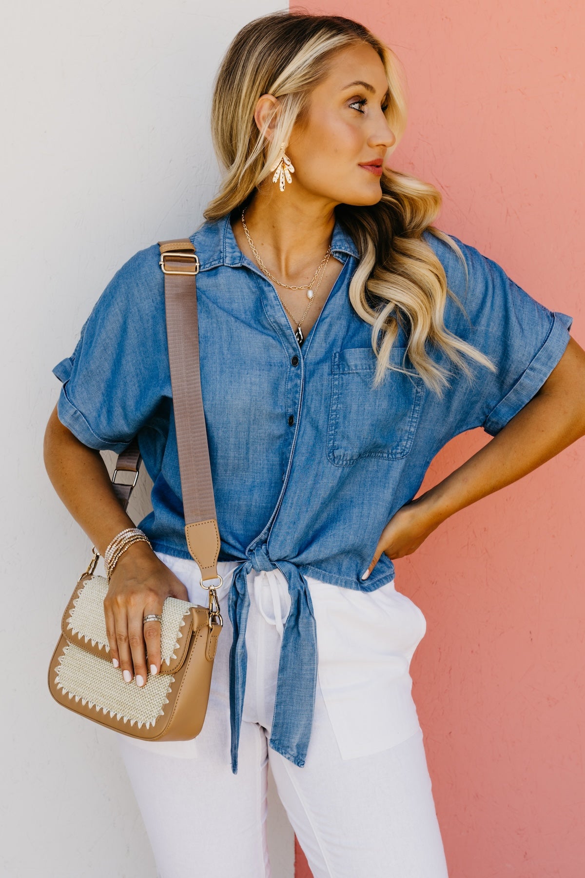 The Daniella Tie Front Chambray Shirt