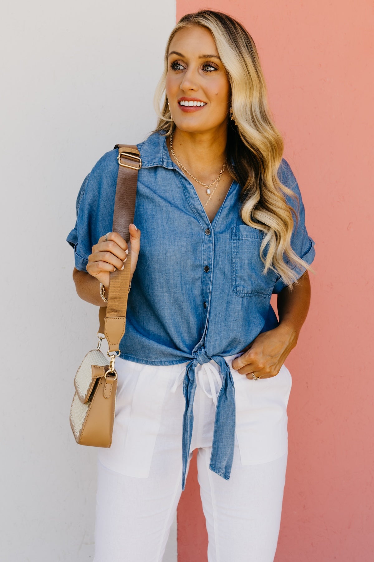 The Daniella Tie Front Chambray Shirt