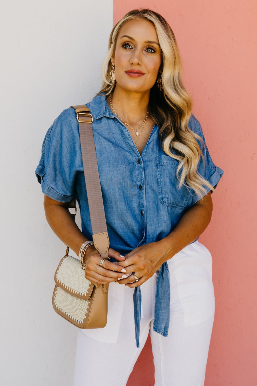 The Daniella Tie Front Chambray Shirt