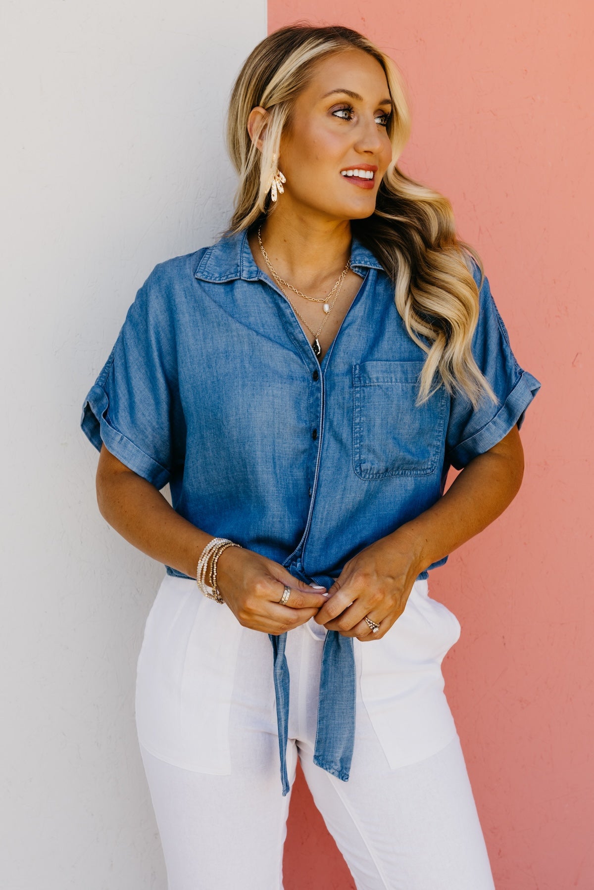 The Daniella Tie Front Chambray Shirt