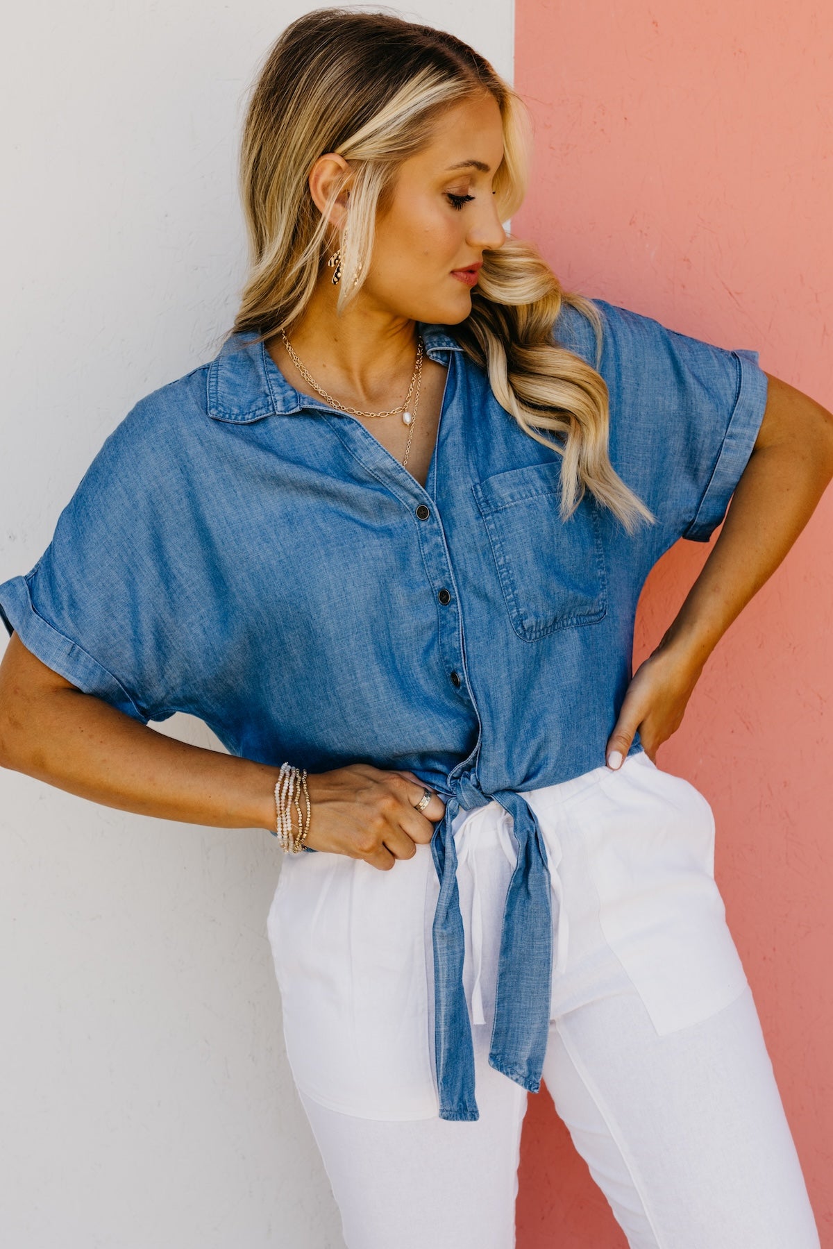 The Daniella Tie Front Chambray Shirt