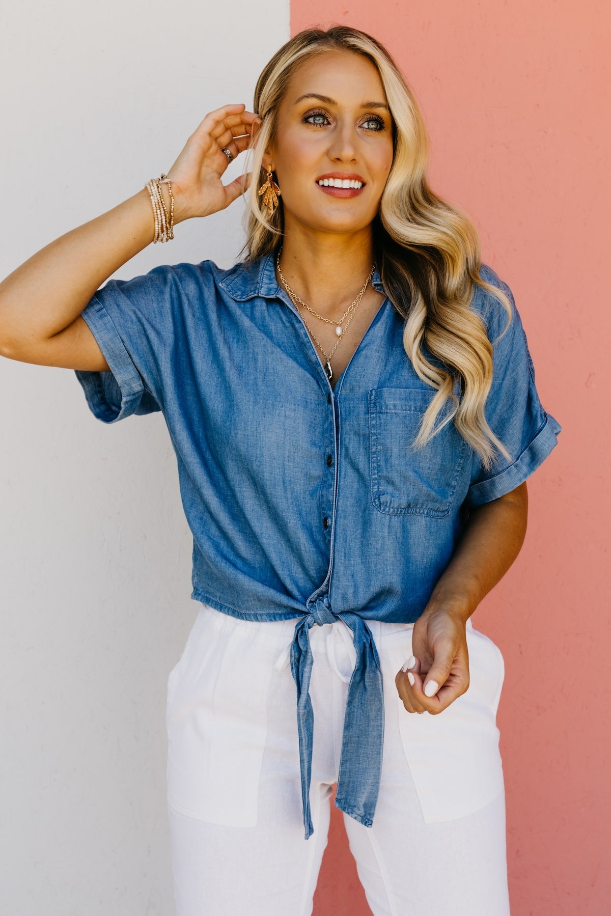 The Daniella Tie Front Chambray Shirt