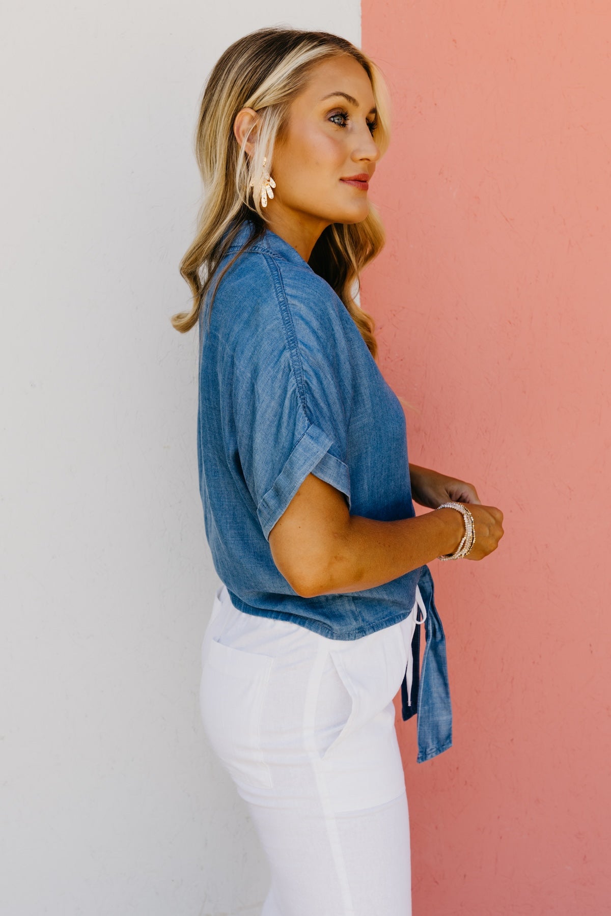 The Daniella Tie Front Chambray Shirt