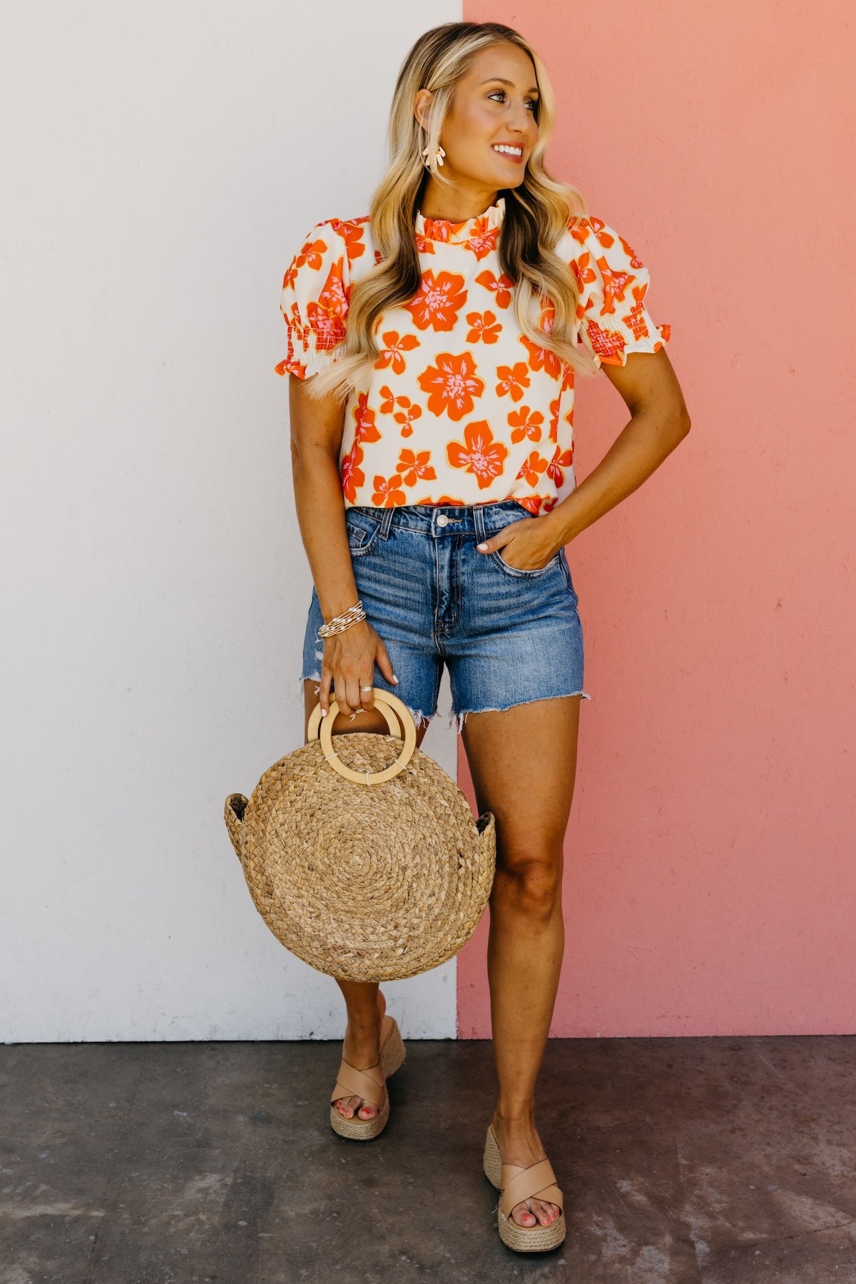 The Paityn Floral Ruffle Neck Woven Blouse