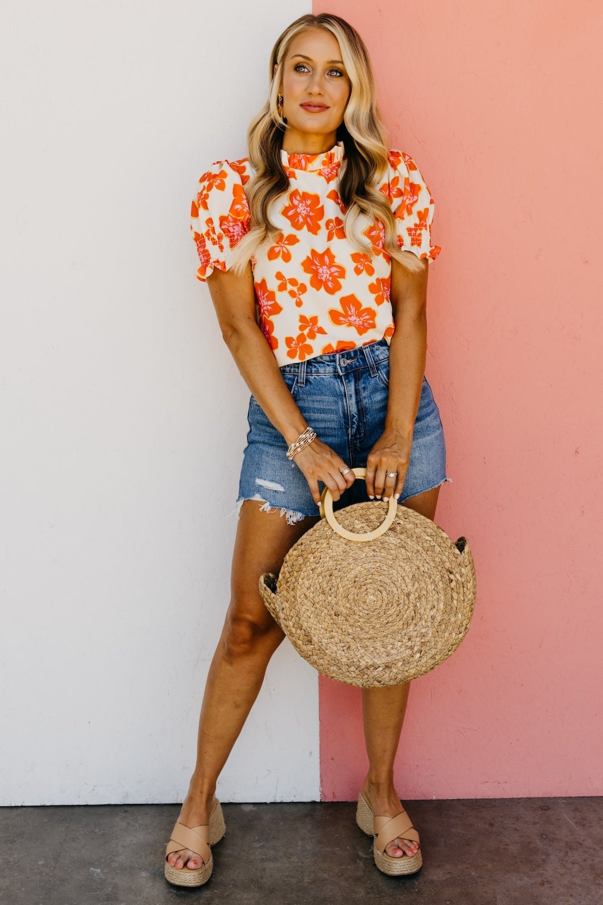 The Paityn Floral Ruffle Neck Woven Blouse