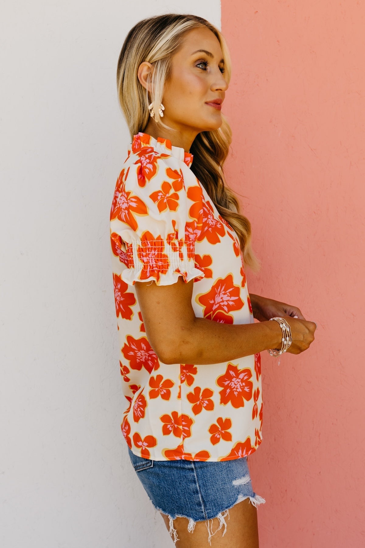 The Paityn Floral Ruffle Neck Woven Blouse