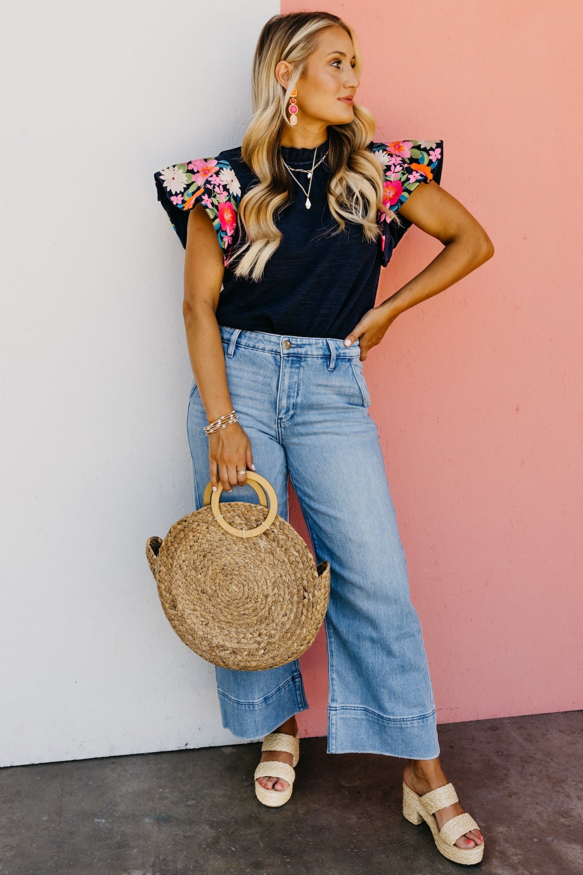 The Clementine Embroidered Rib Sweater Top