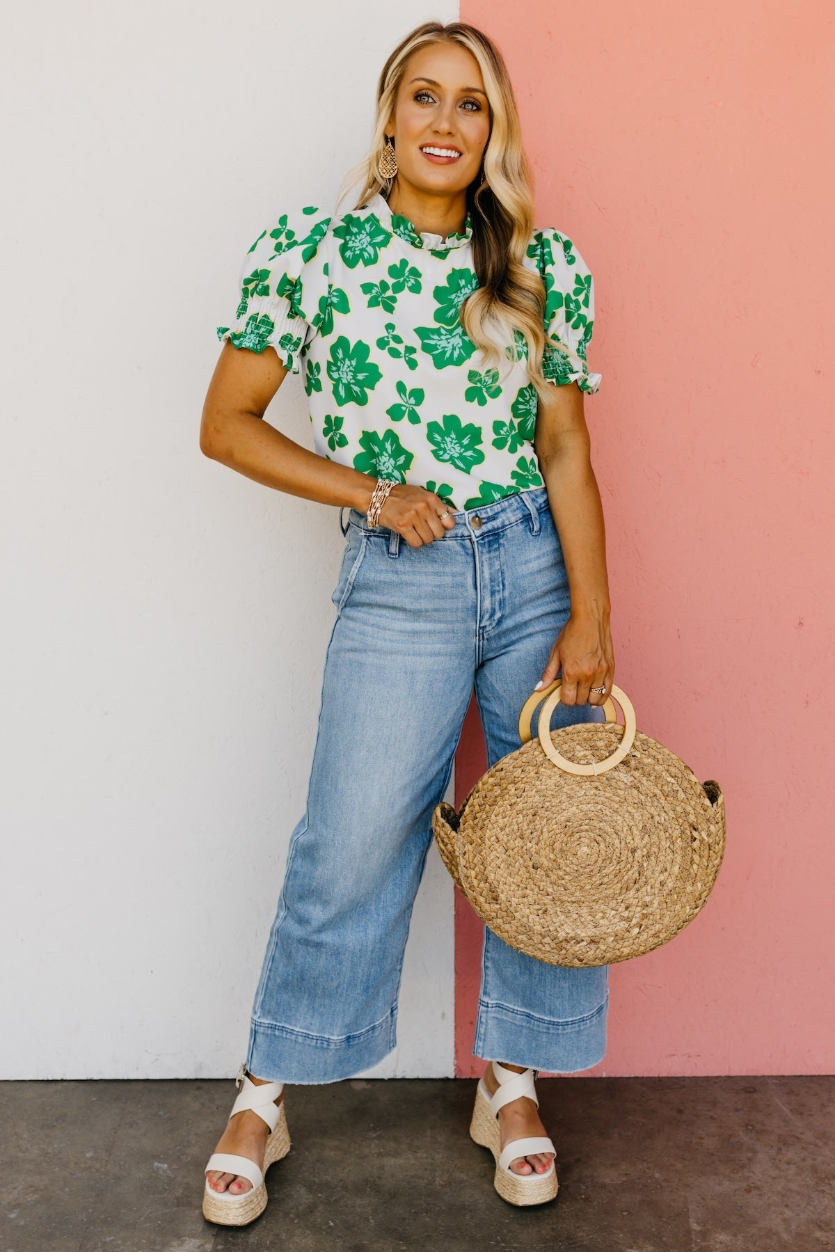 The Paityn Floral Ruffle Neck Woven Blouse