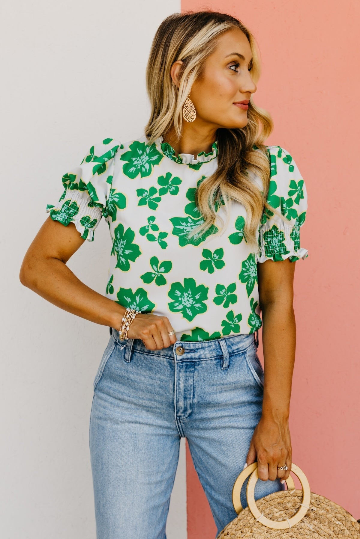 The Paityn Floral Ruffle Neck Woven Blouse