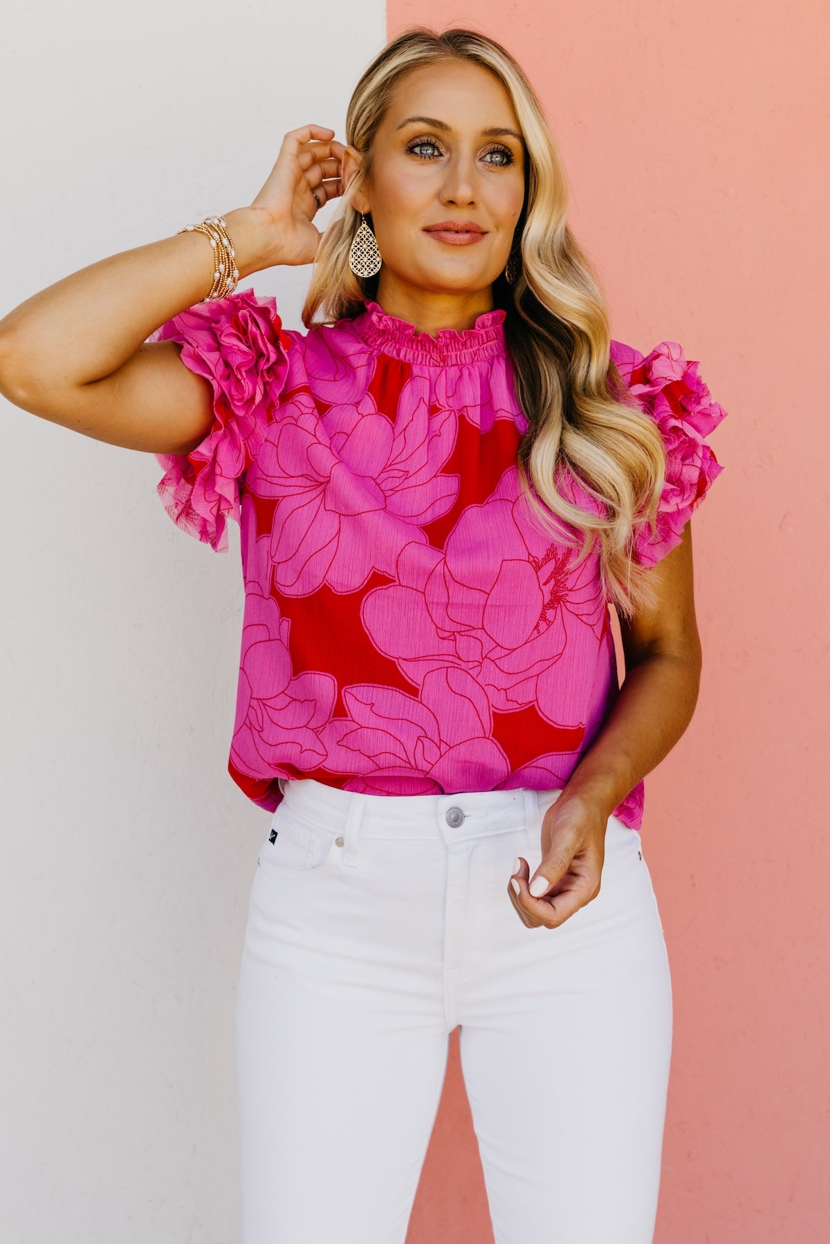 The Ryder Floral Ruffle Sleeve Blouse