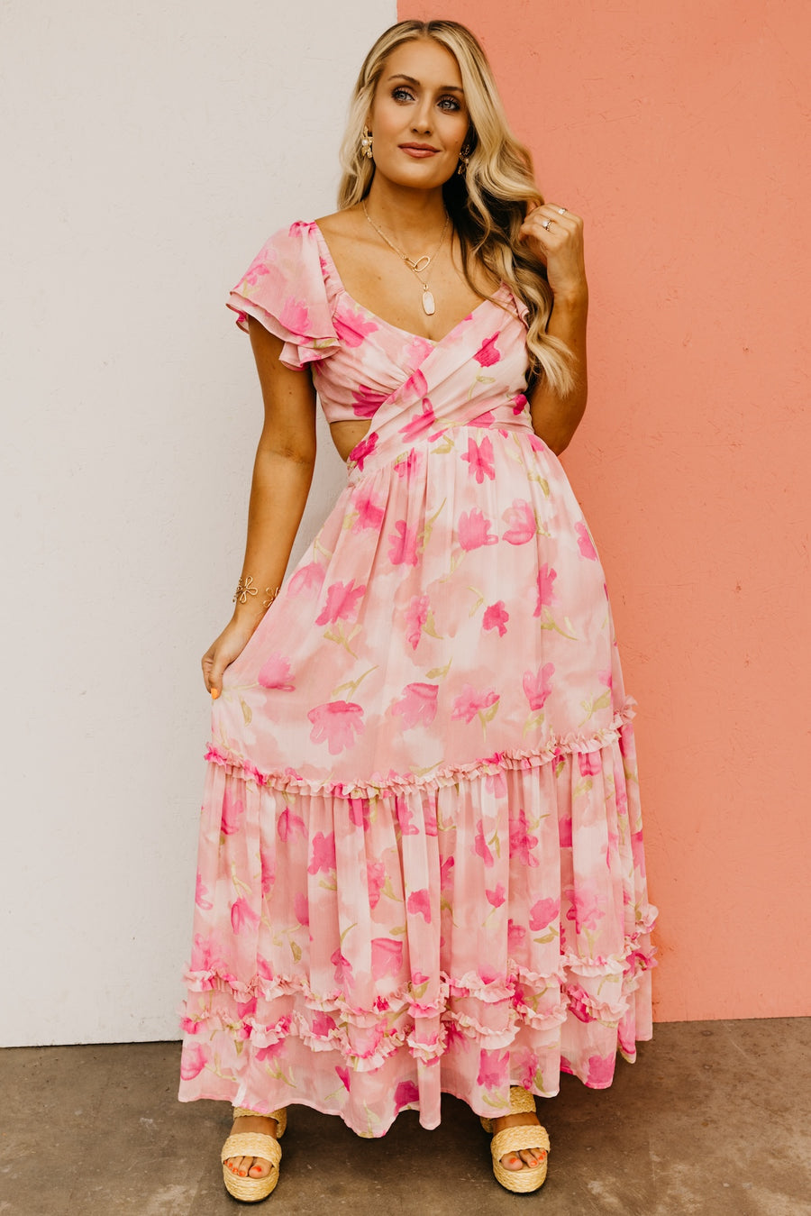The MaKenna Floral Cut Out Maxi Dress