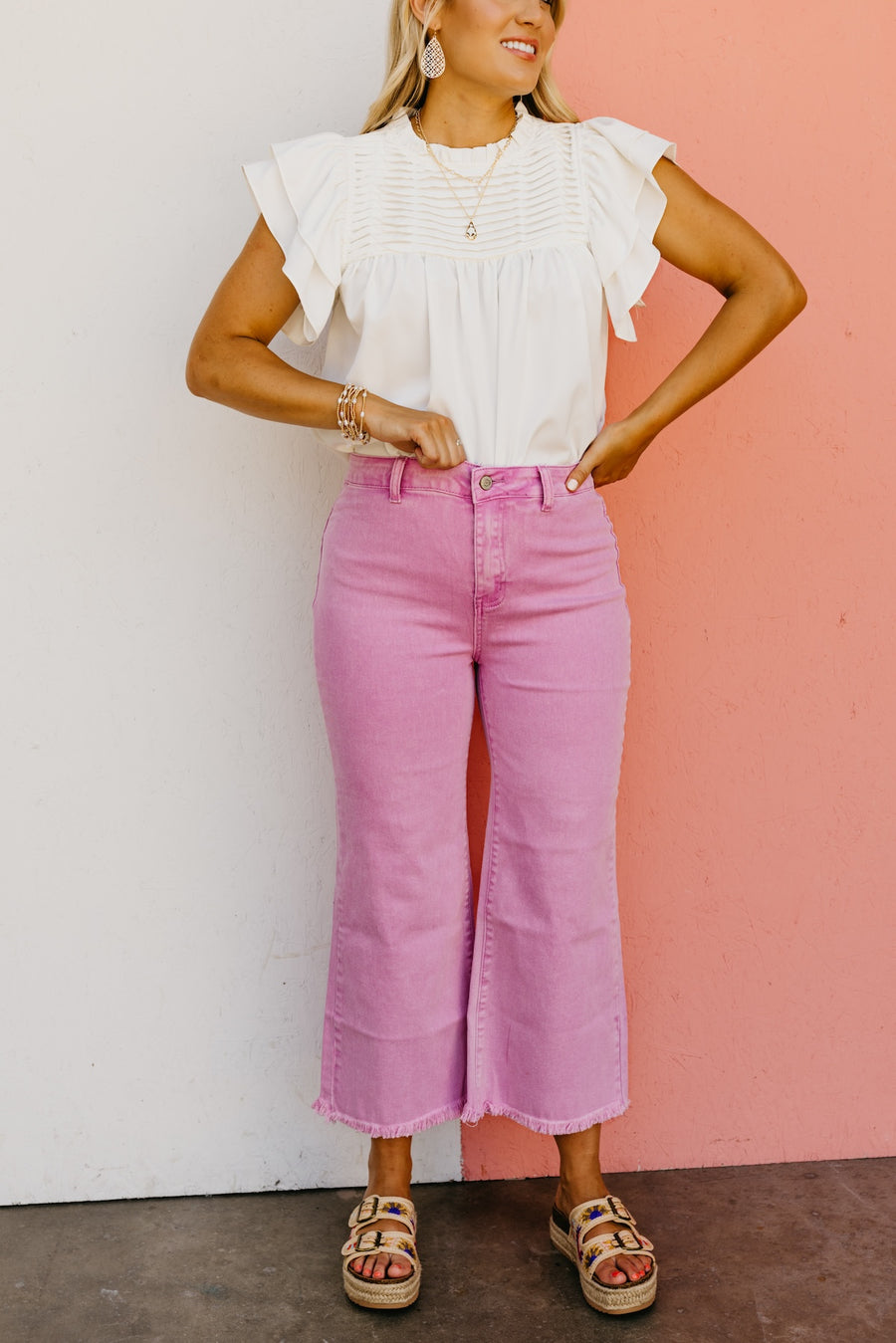 The Sadie Frayed Hem Straight Pants