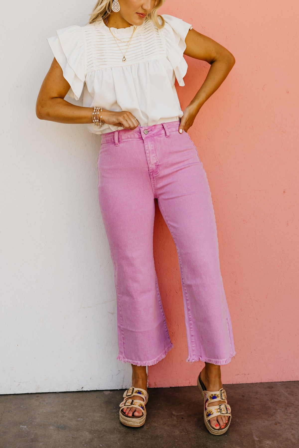 The Sadie Frayed Hem Straight Pants