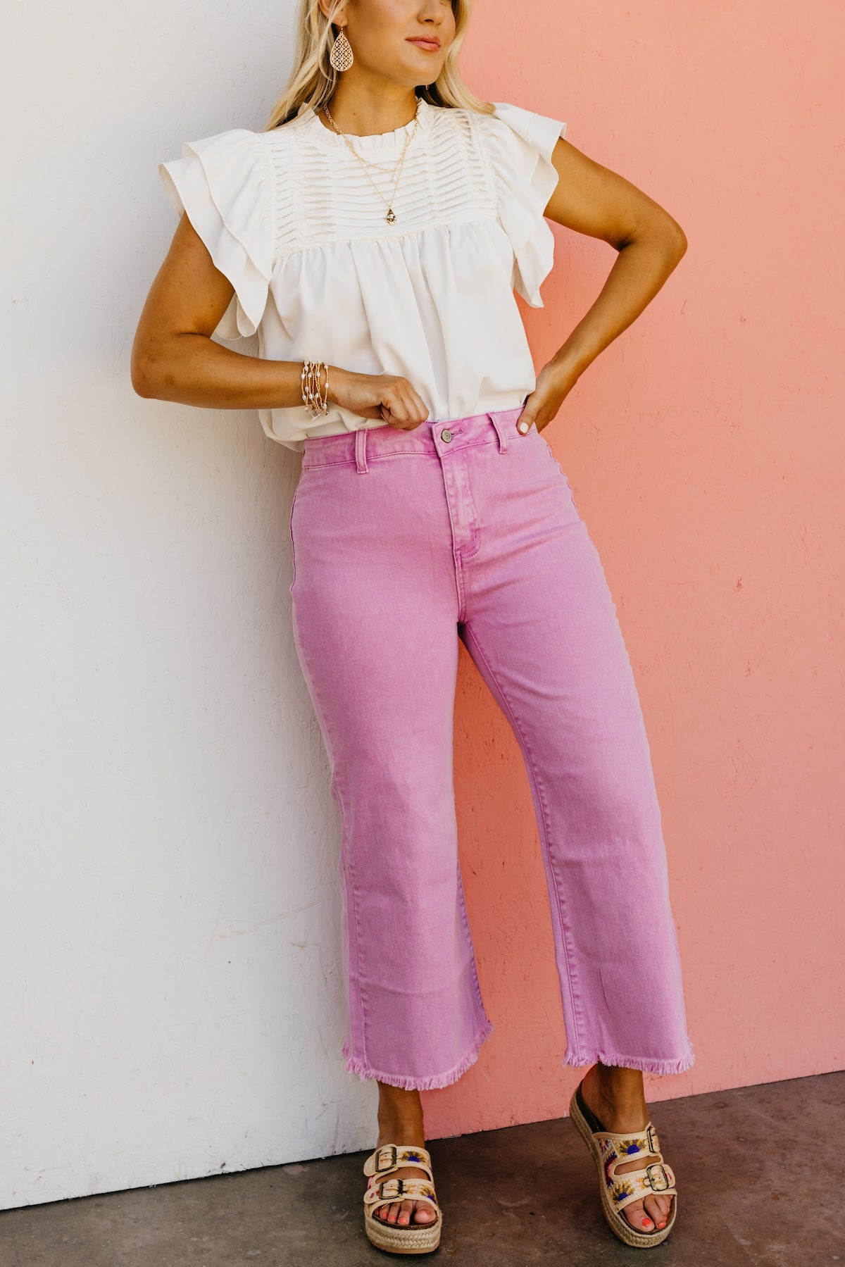 The Sadie Frayed Hem Straight Pants