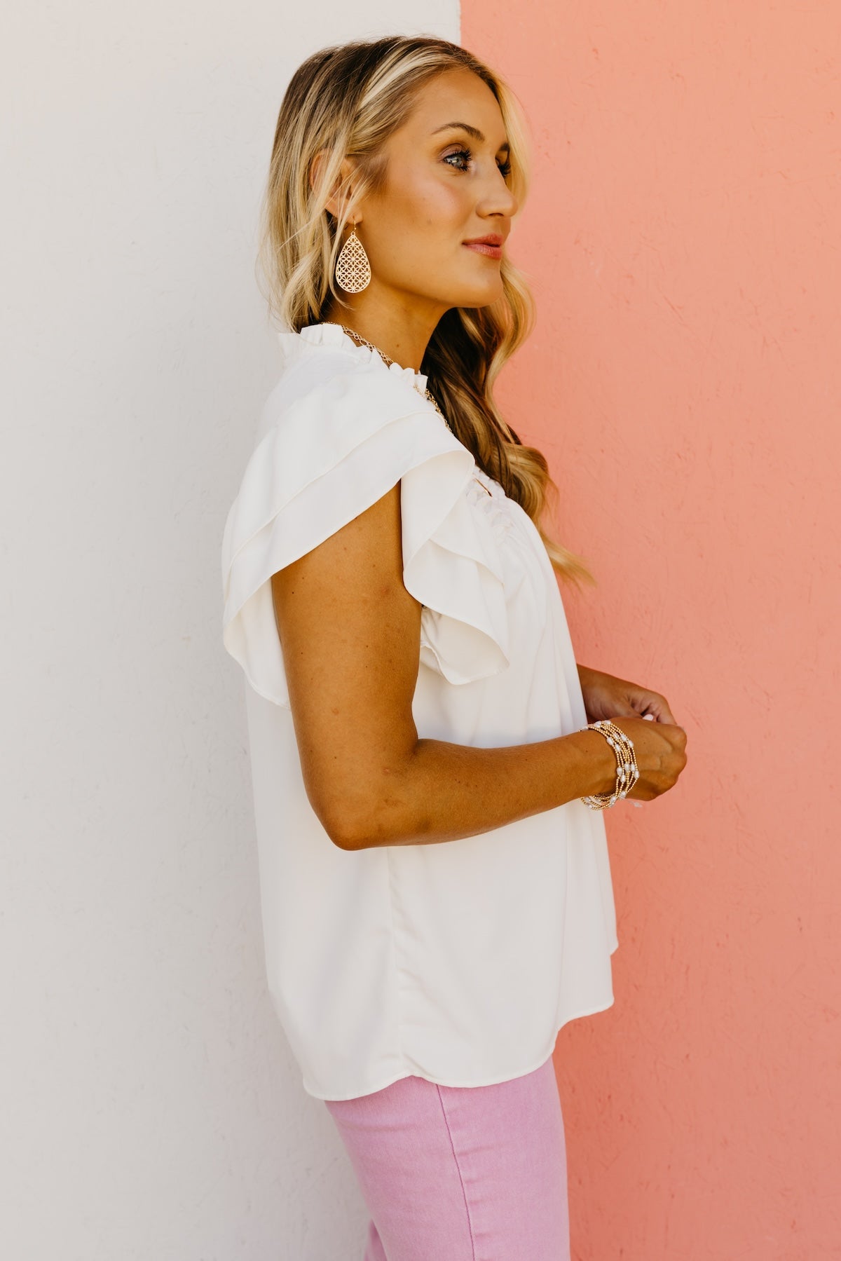 The Gunnar Smocked Ruffle Sleeve Blouse