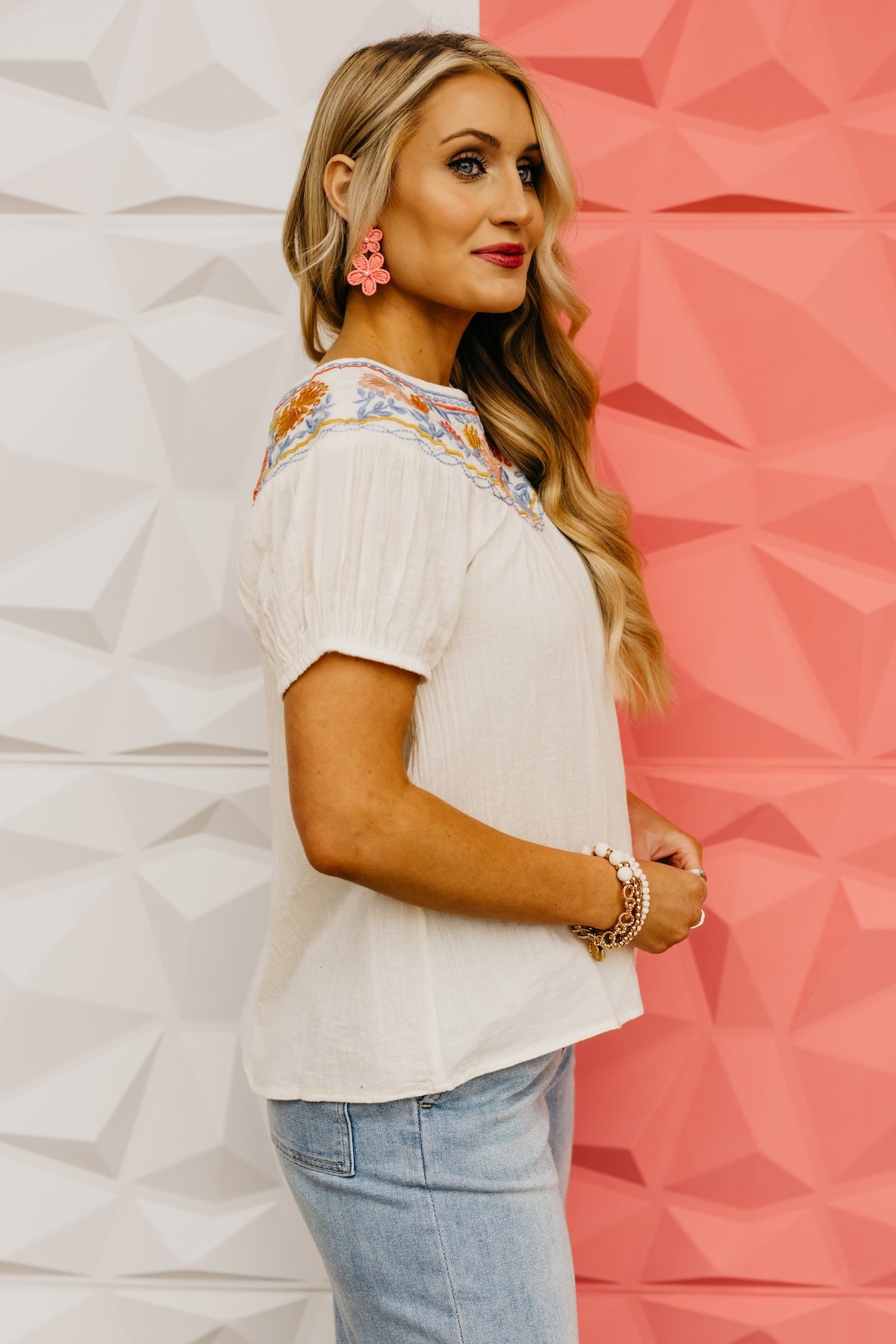 The Serena Embroidered Peasant Top