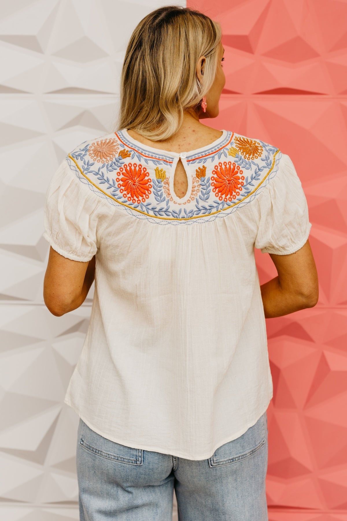 The Serena Embroidered Peasant Top