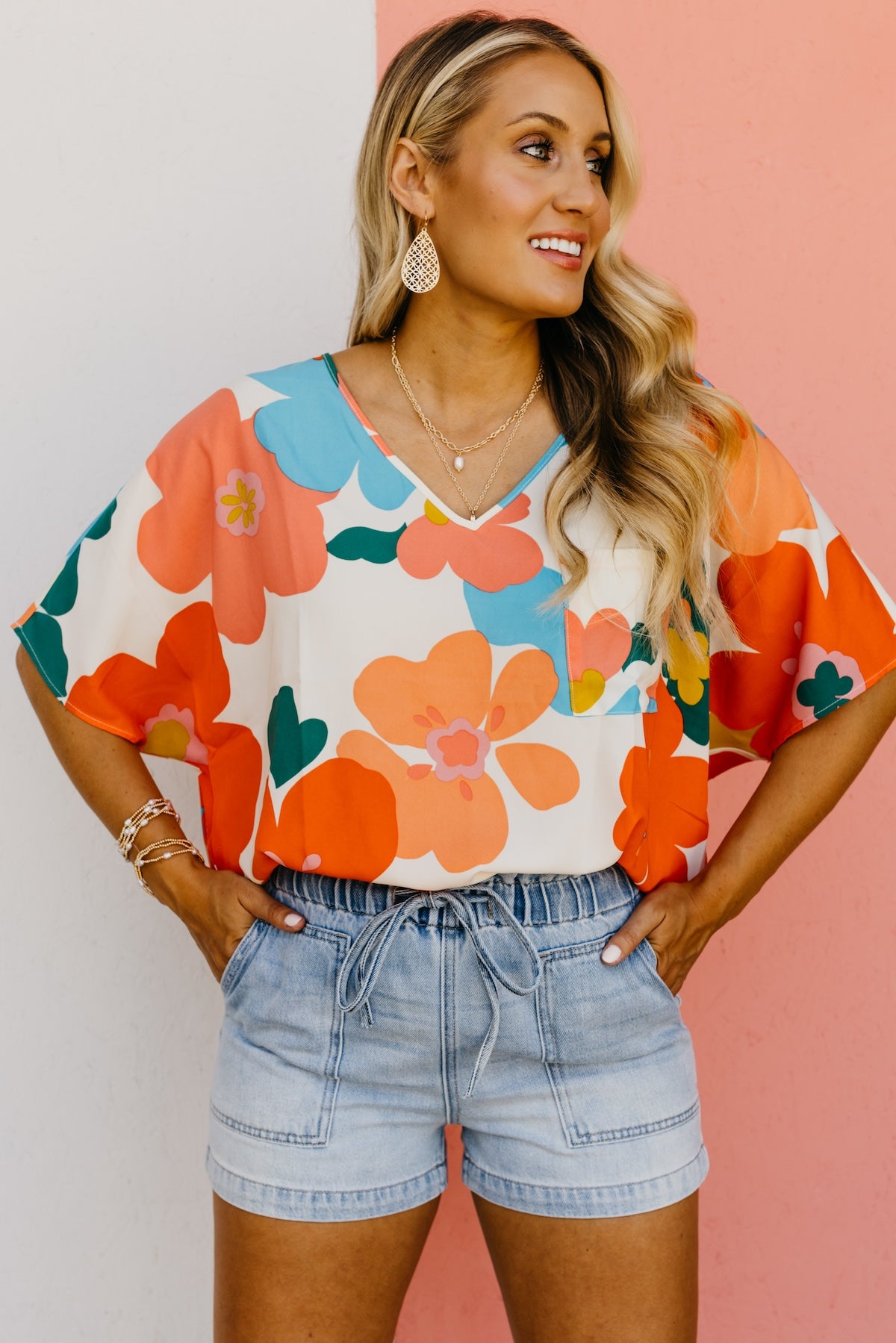 The Adley Floral Dolman Sleeve Blouse