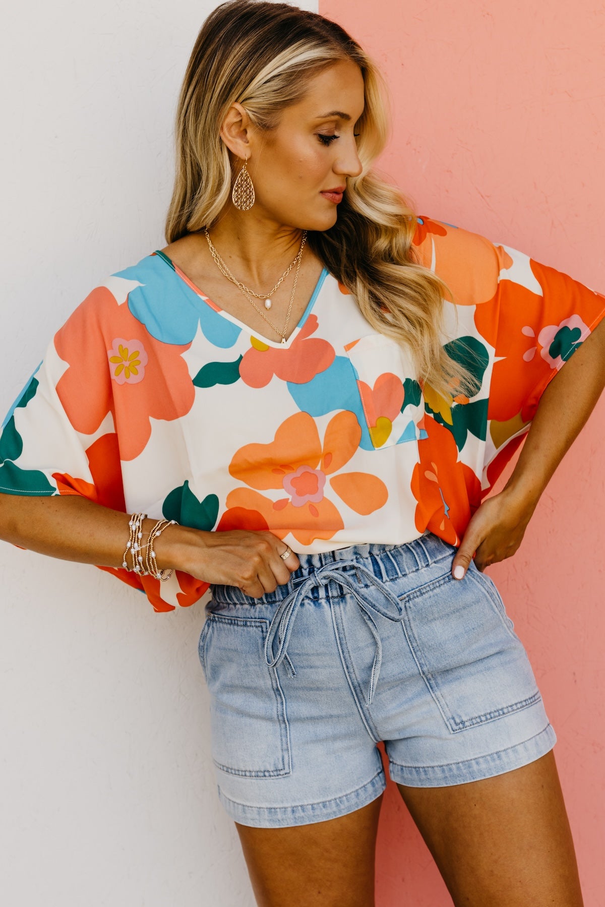 The Adley Floral Dolman Sleeve Blouse