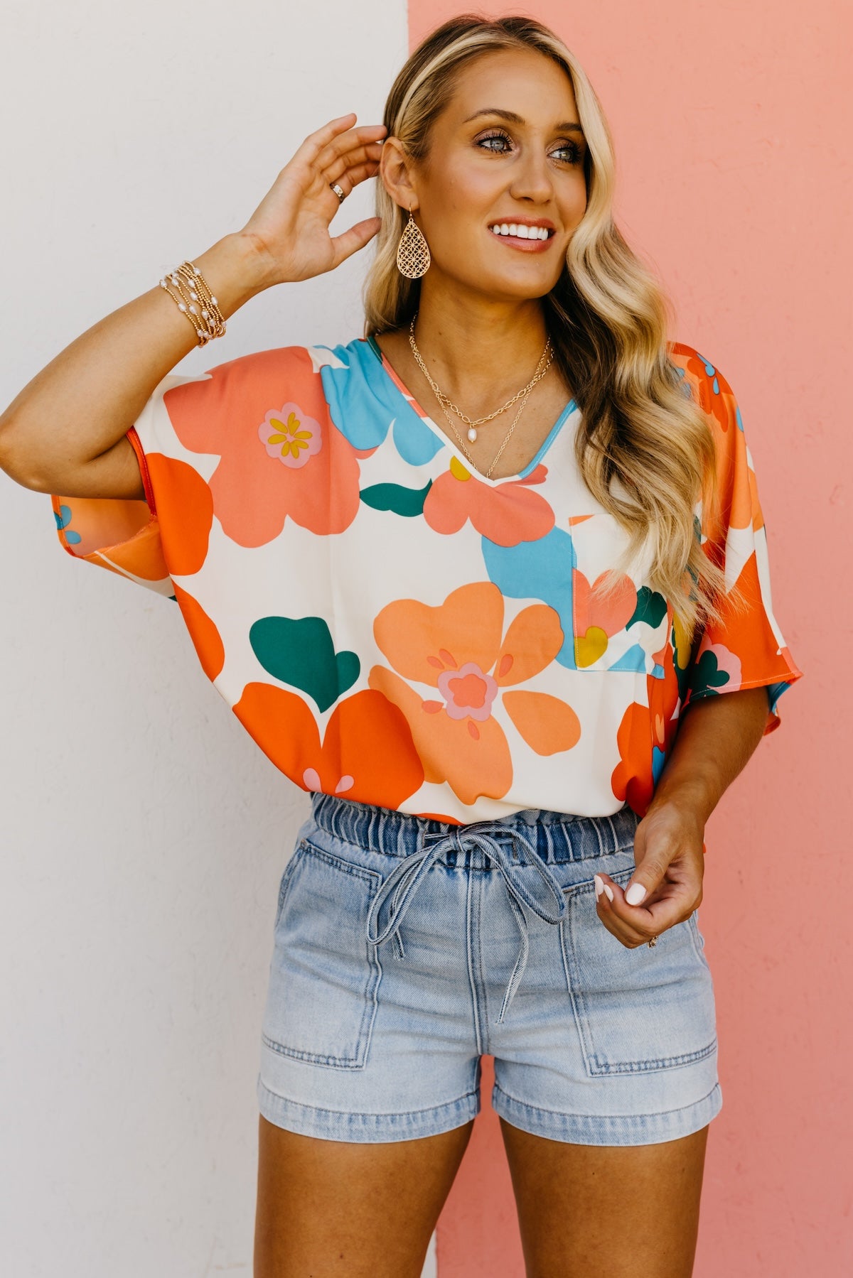 The Adley Floral Dolman Sleeve Blouse