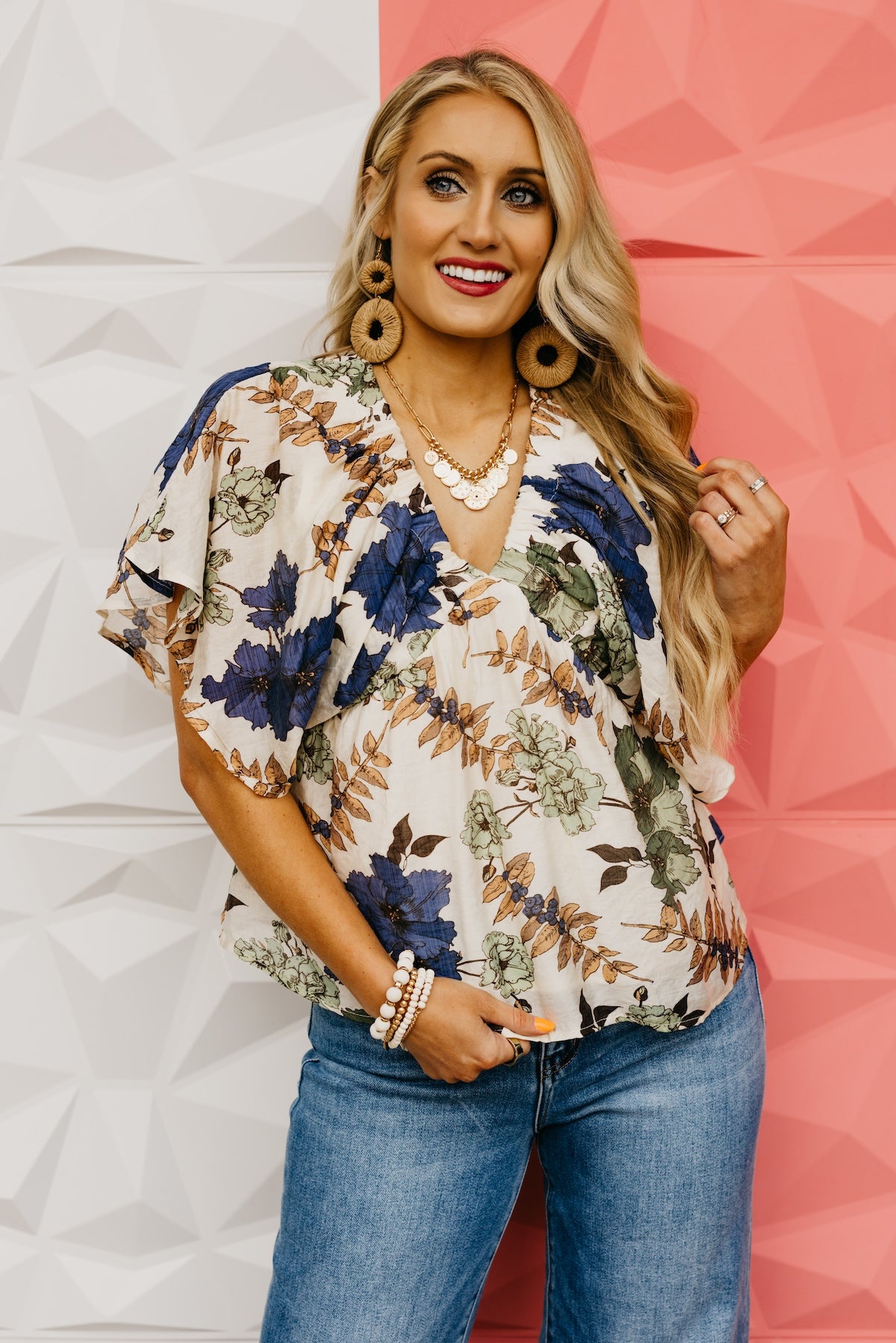 The Sarah Cinch Waist Floral Top