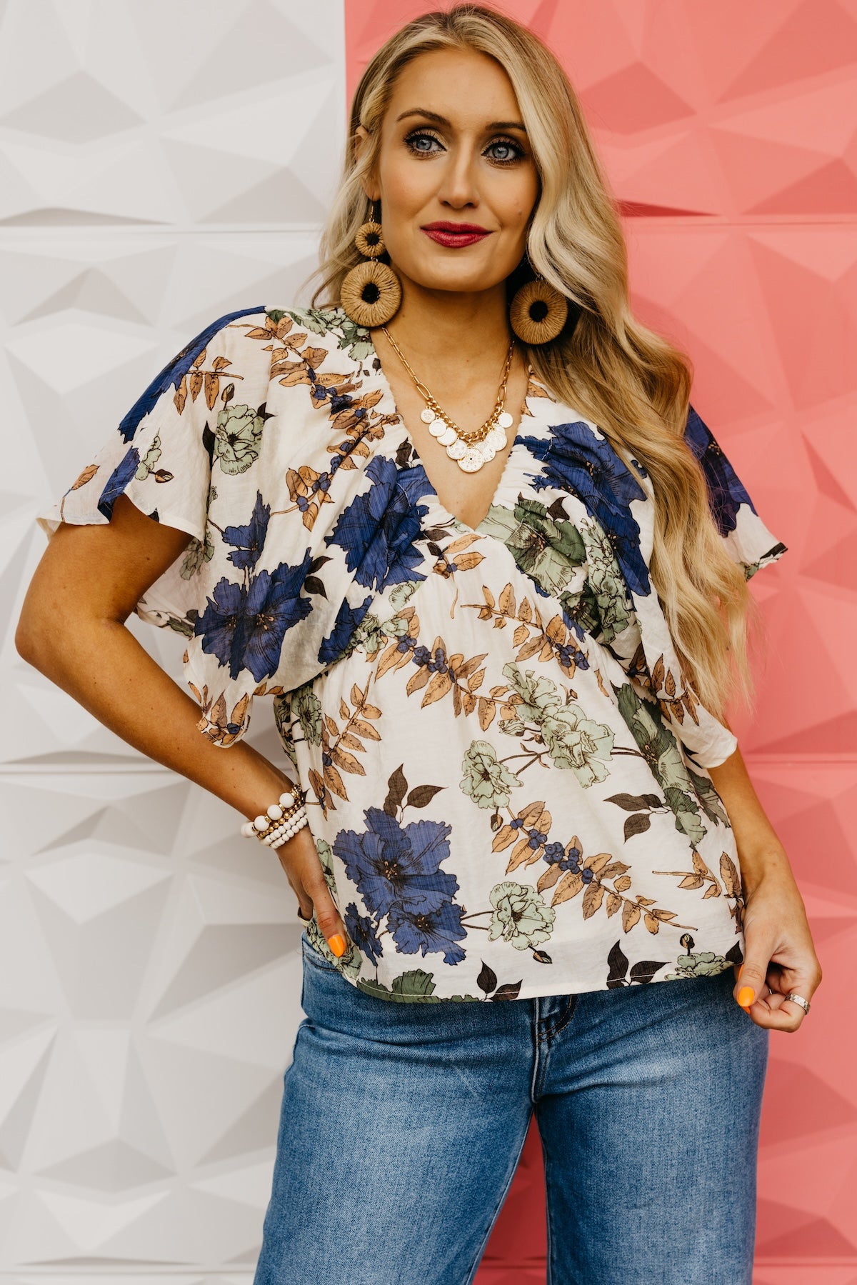 The Sarah Cinch Waist Floral Top