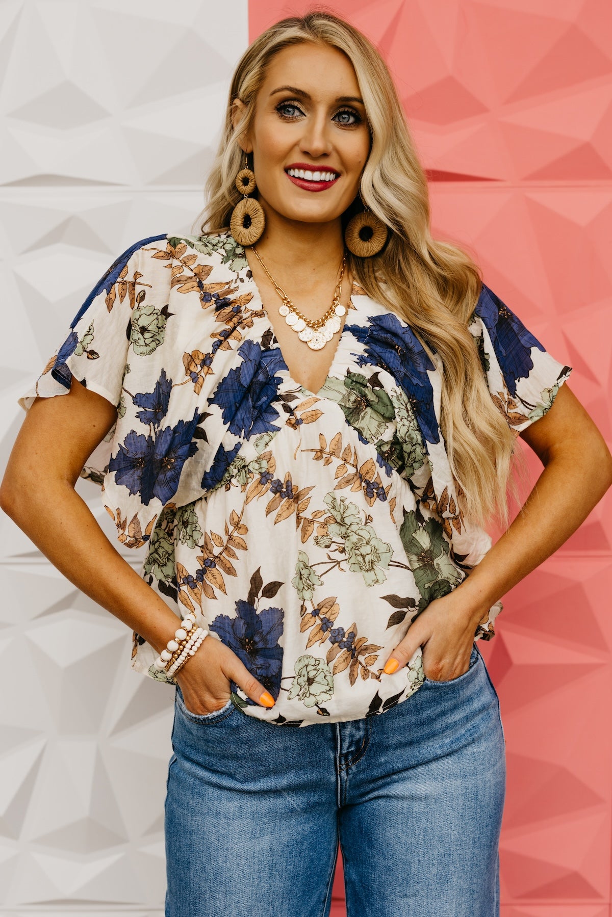 The Sarah Cinch Waist Floral Top