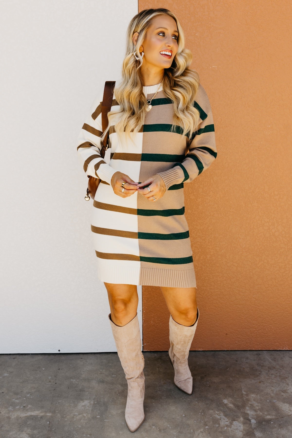 The Alvaro Stripe Color Block Sweater Dress