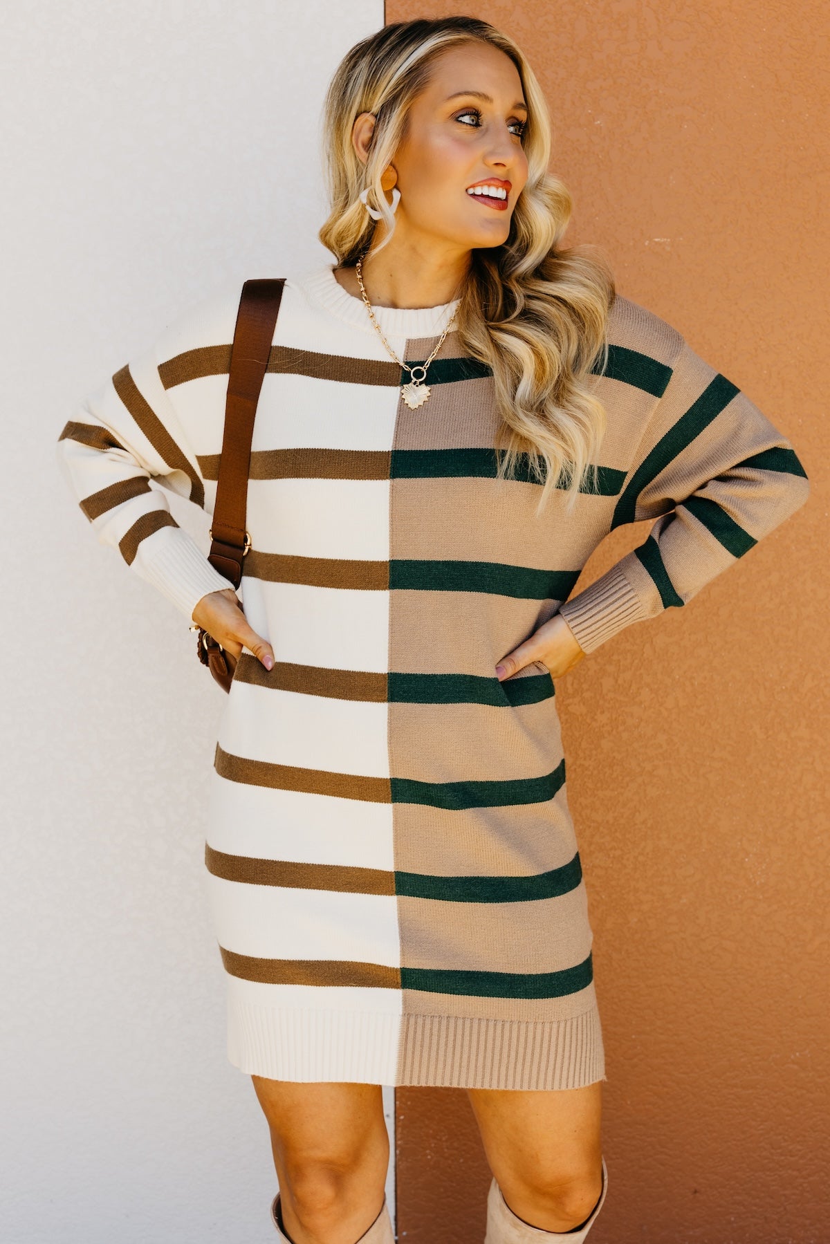 The Alvaro Stripe Color Block Sweater Dress