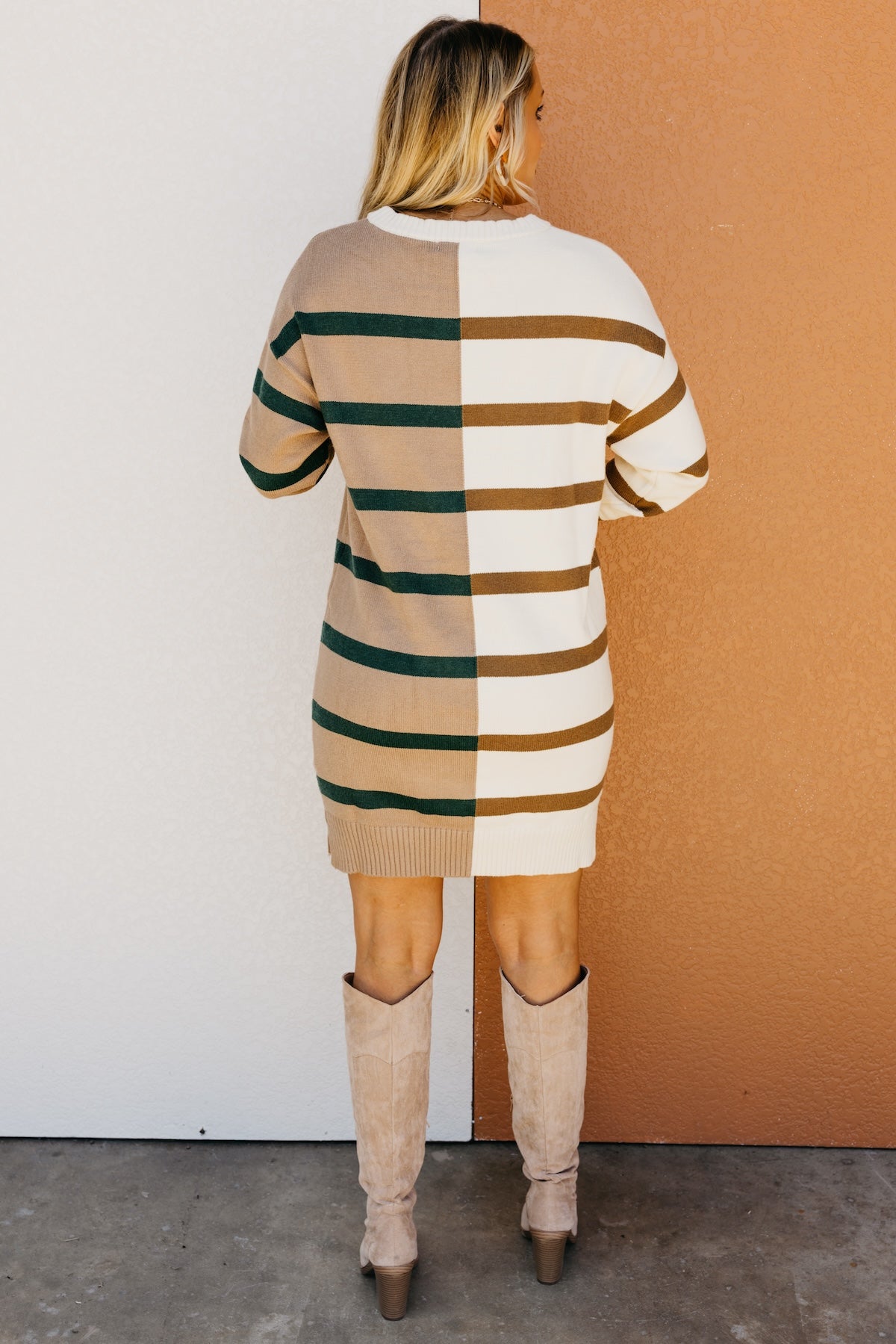 The Alvaro Stripe Color Block Sweater Dress