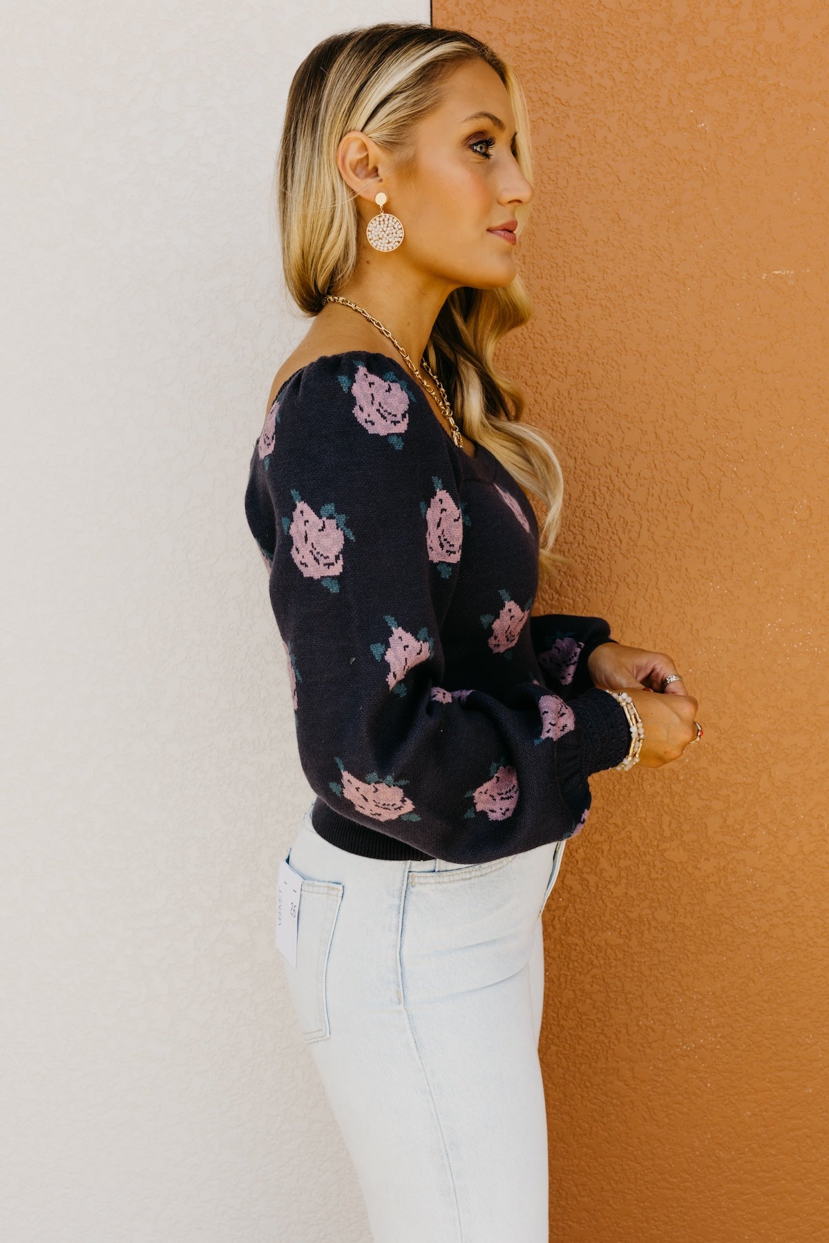 The Milana Floral Scallop Crop Sweater