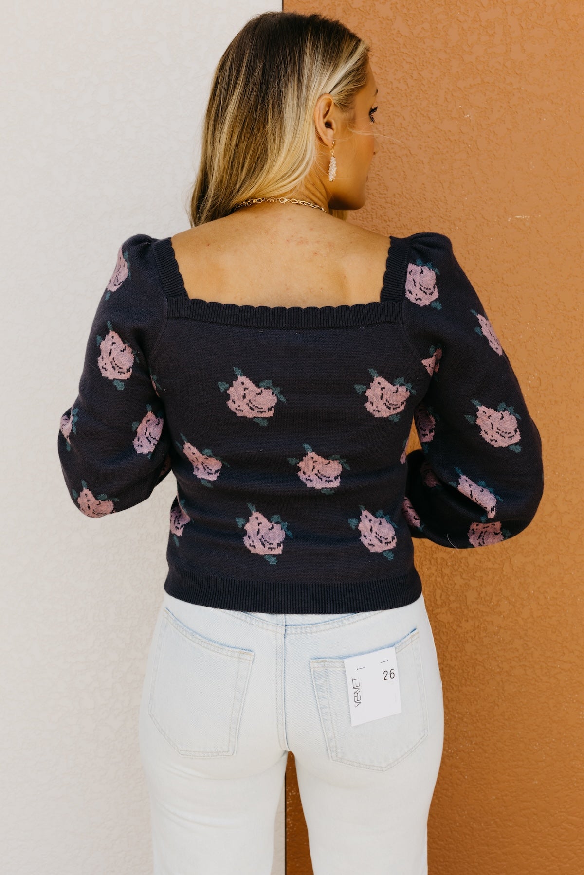 The Milana Floral Scallop Crop Sweater