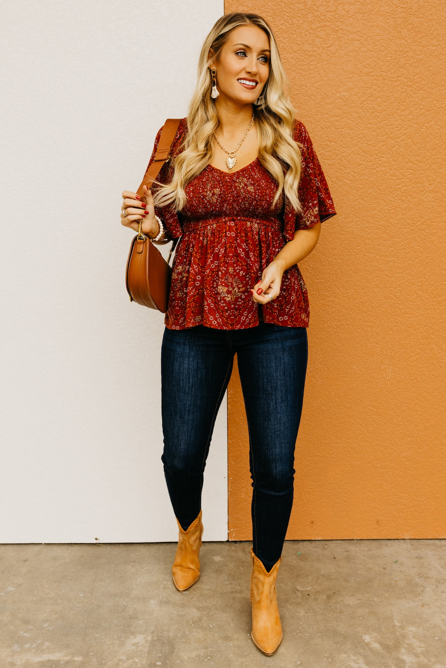 The Rissa Paisley Peplum Babydoll Top