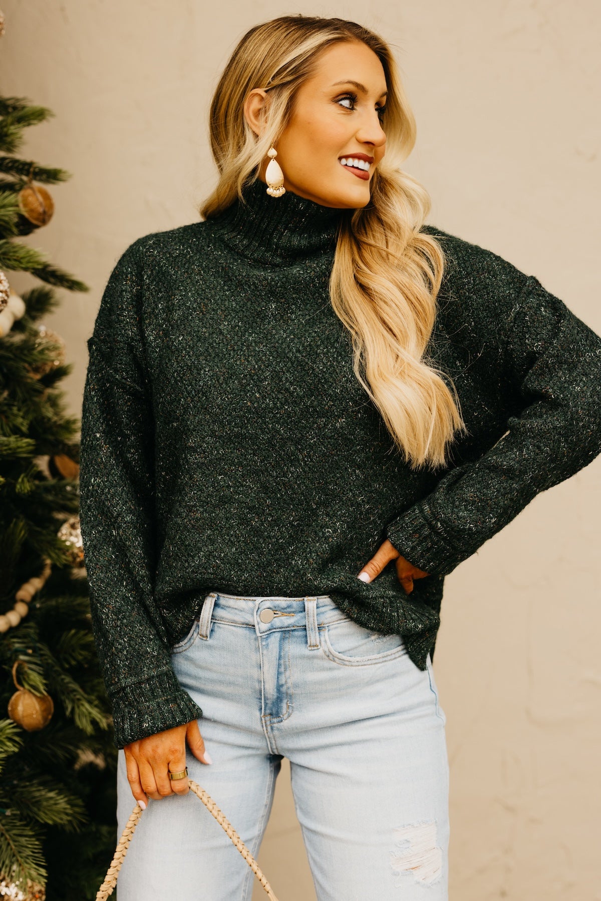 The Leonore Peppered Mock Neck Sweater