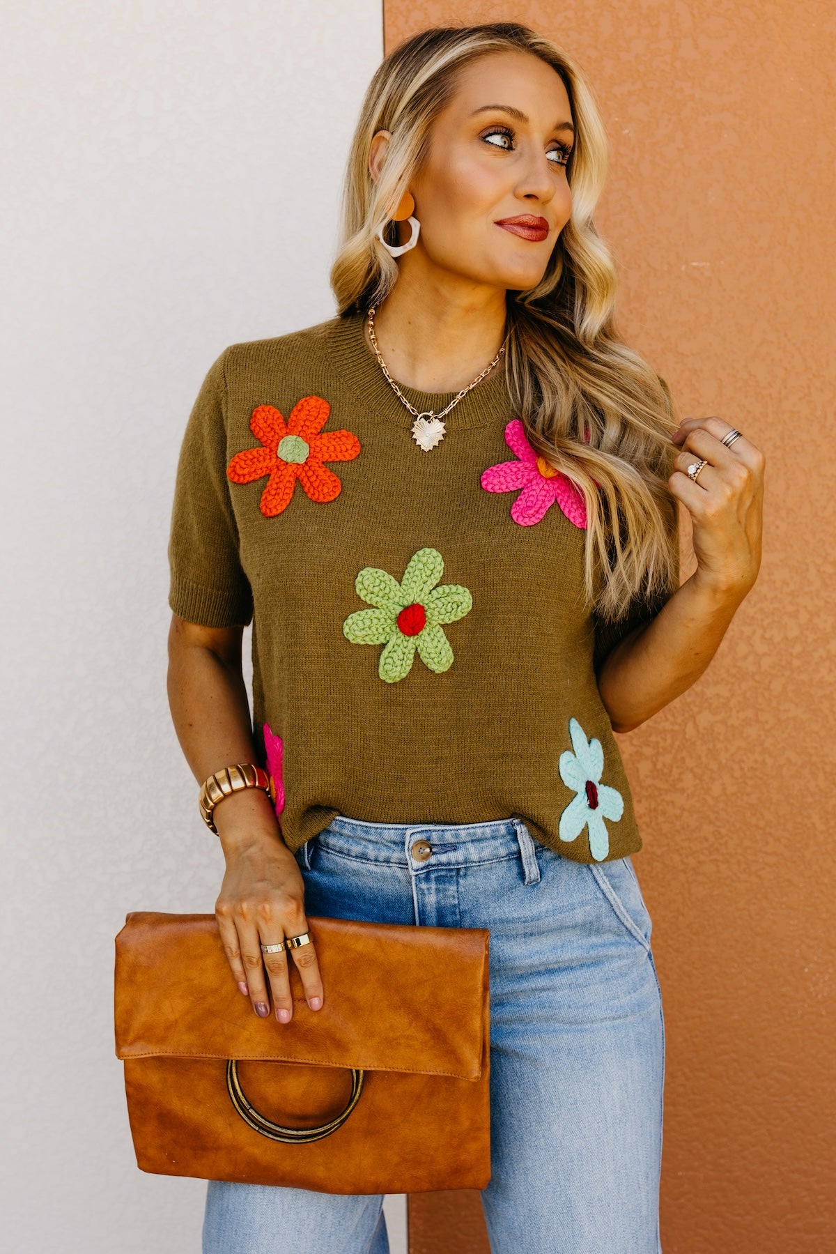 The Deandre Crochet Flower Sweater Top